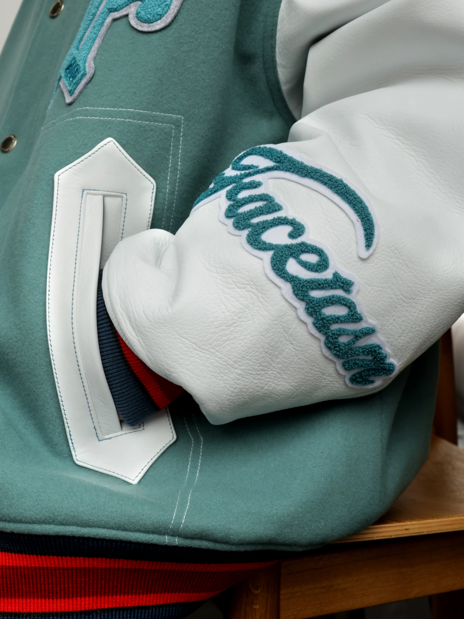 Бомбер FACETASM Patched Stadium Smoked Blue