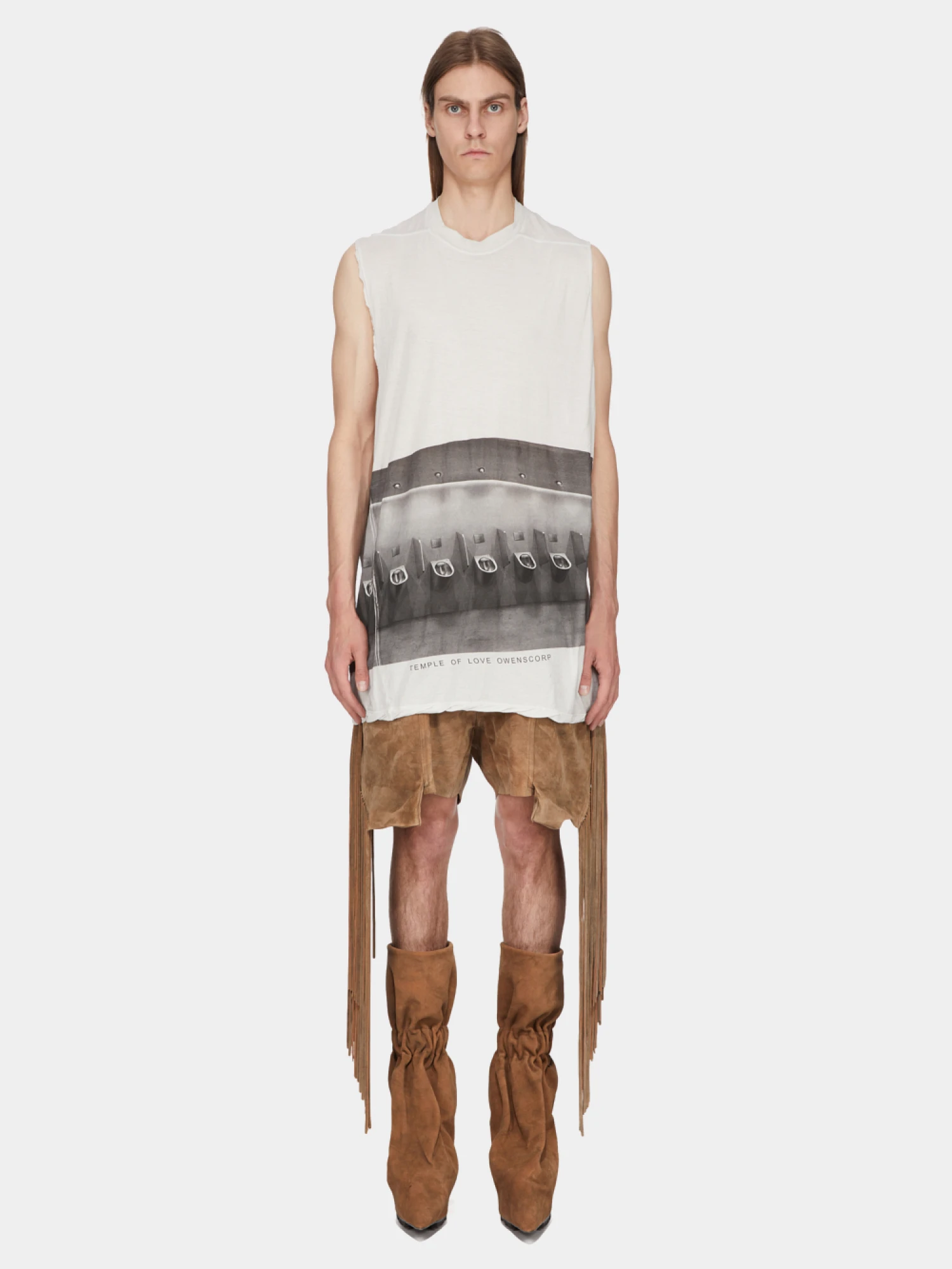 Майка Rick Owens Knit Top Rick S Jumbo SL T Milk Wash/Black