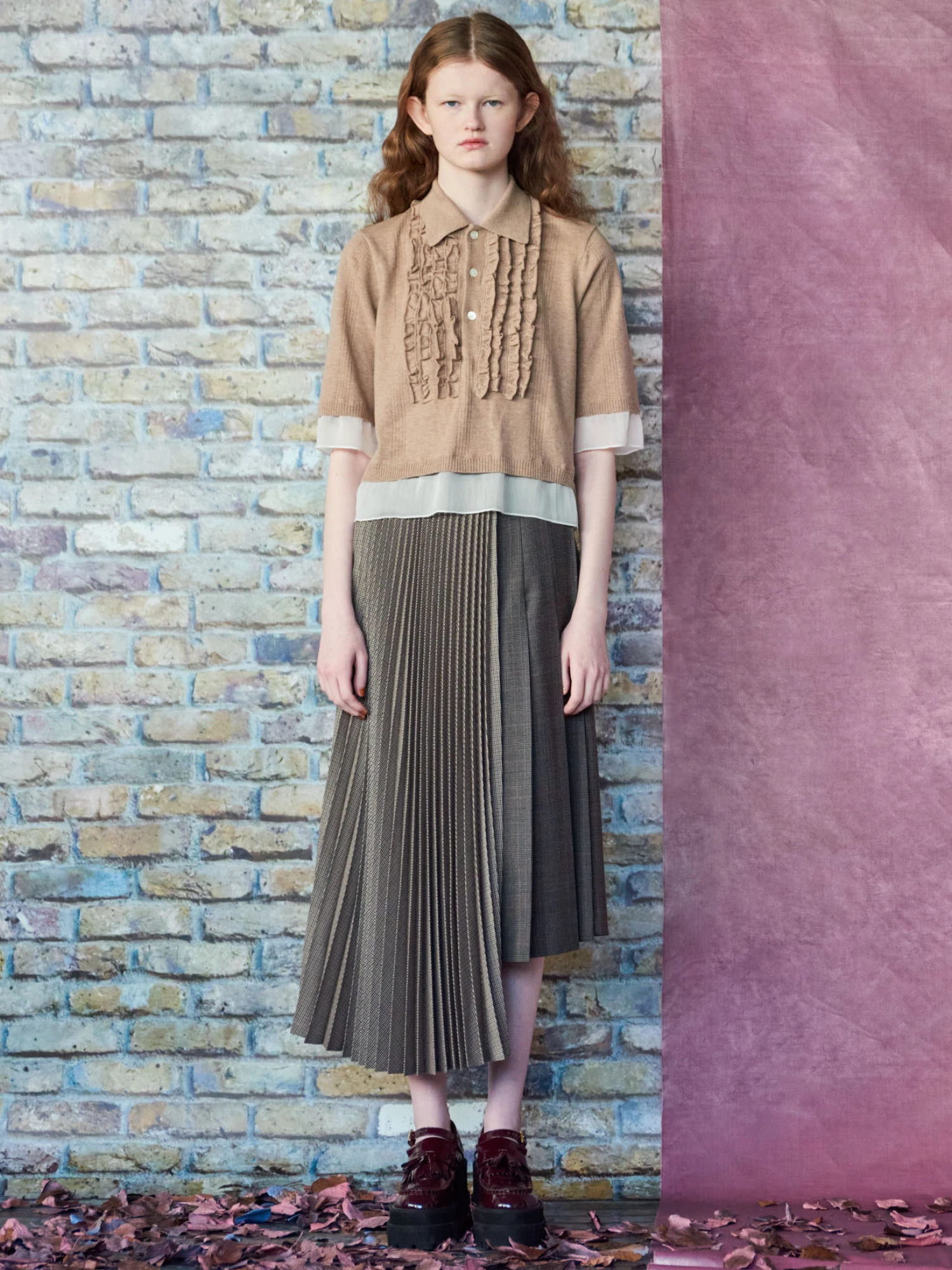 Женская юбка UNDERCOVER Pleated Grey Beige