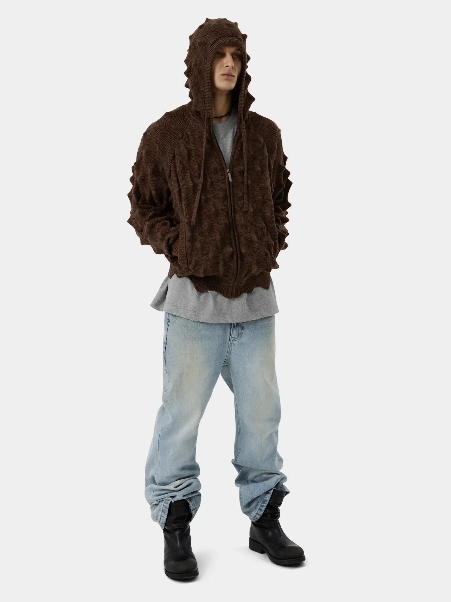 Зип-худи MADFRENZY Spiked Zip-Up Brown