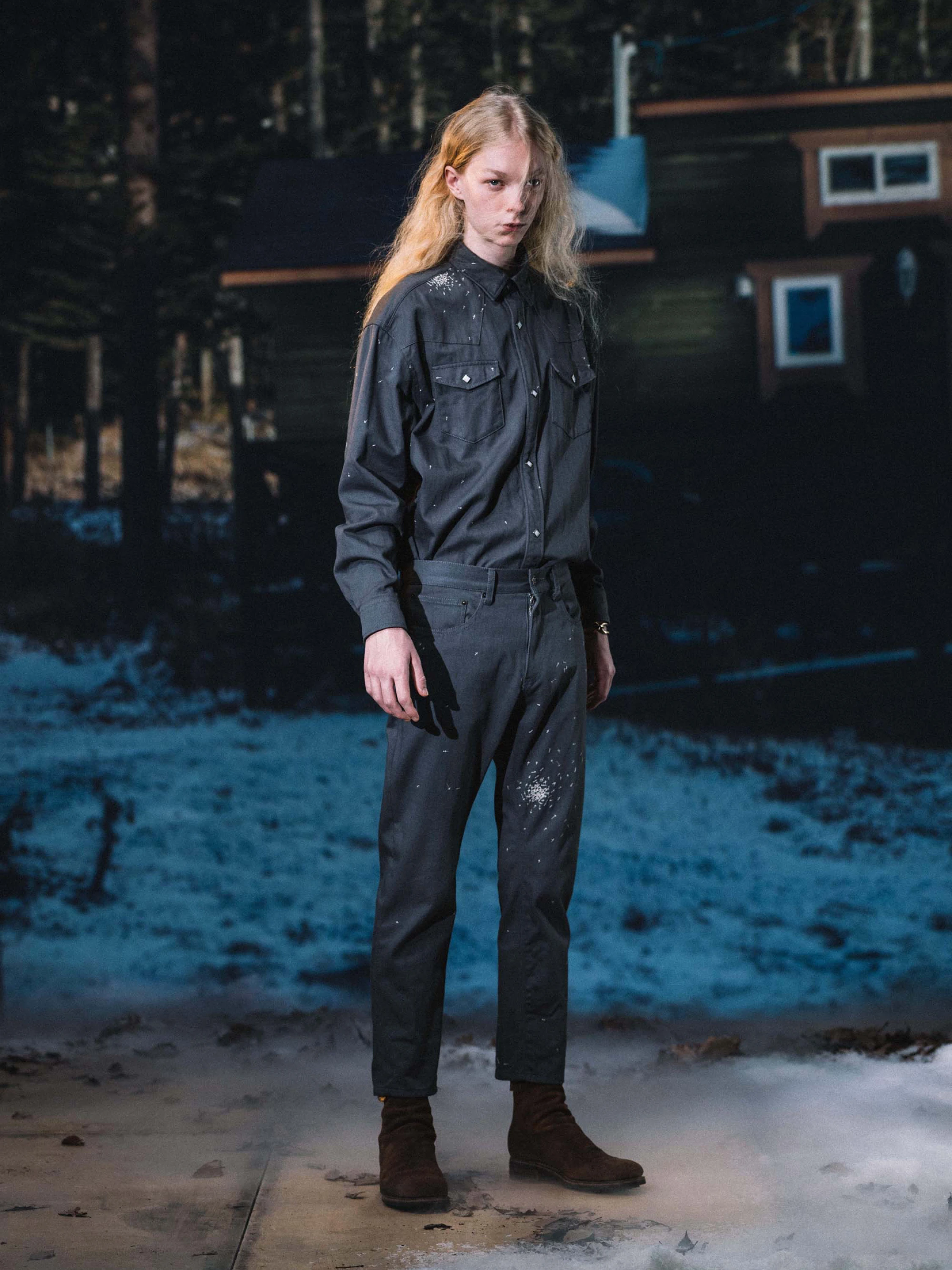 Рубашка UNDERCOVER Cross Embroidery Gray