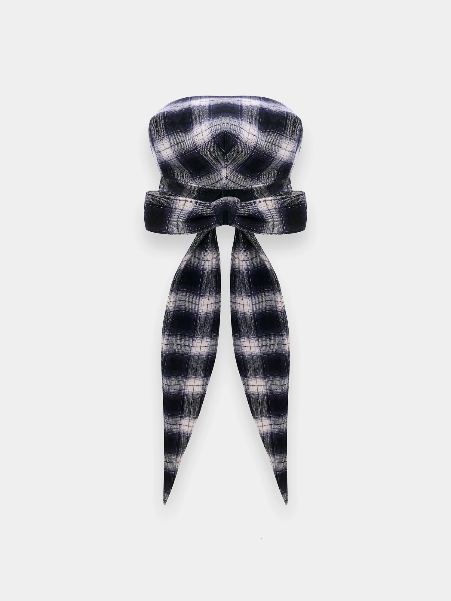 Берет JUNTAE KIM Scarf Tie Neck Beret Blue Check