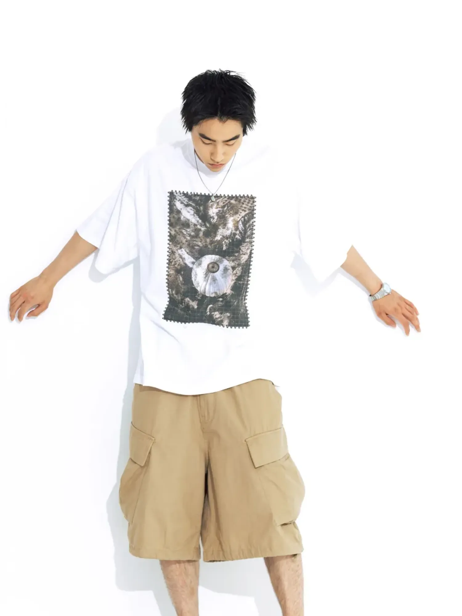 Футболка ANGLAN Satellite Photo Graphic Half Tee White