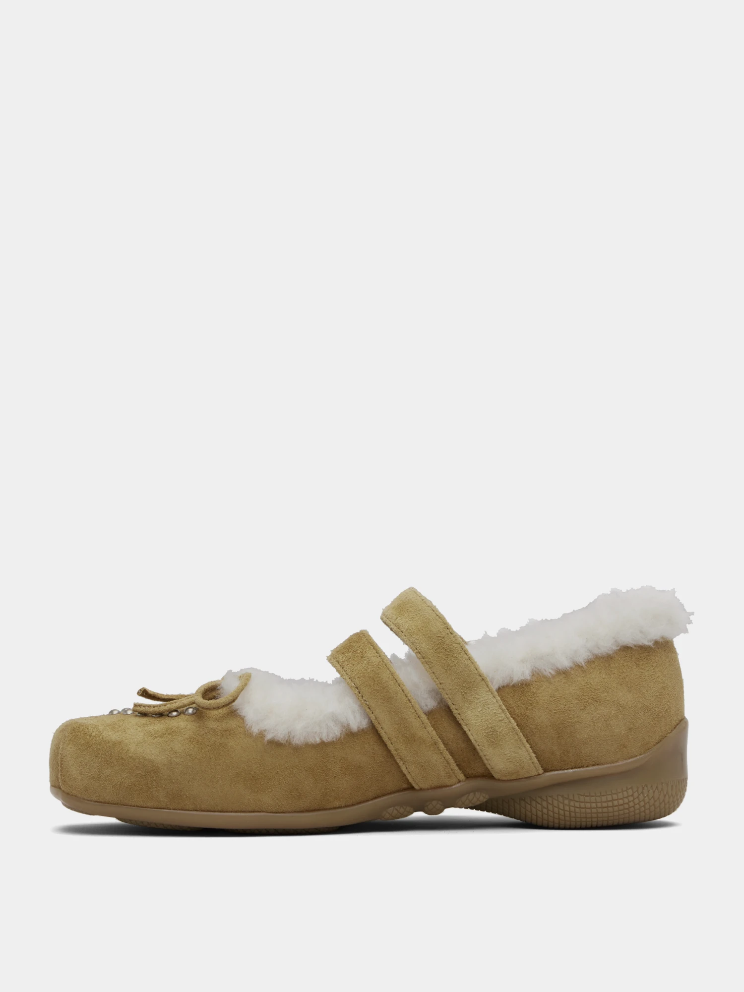 Женские балетки OPEN YY Shearling Heart Stud Brown