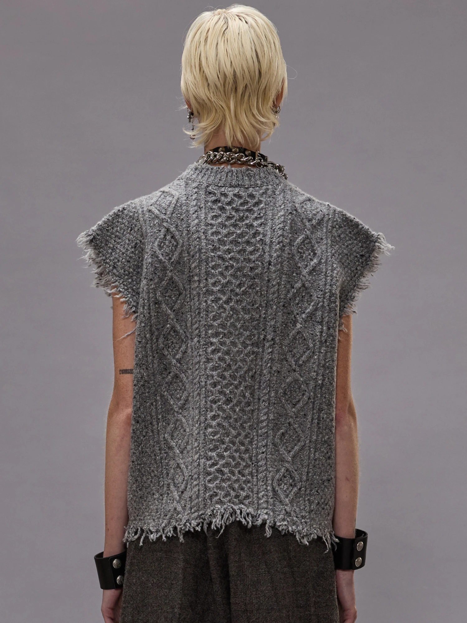 Женский жилет R13 Boyfriend Cable Tweed Heather Grey