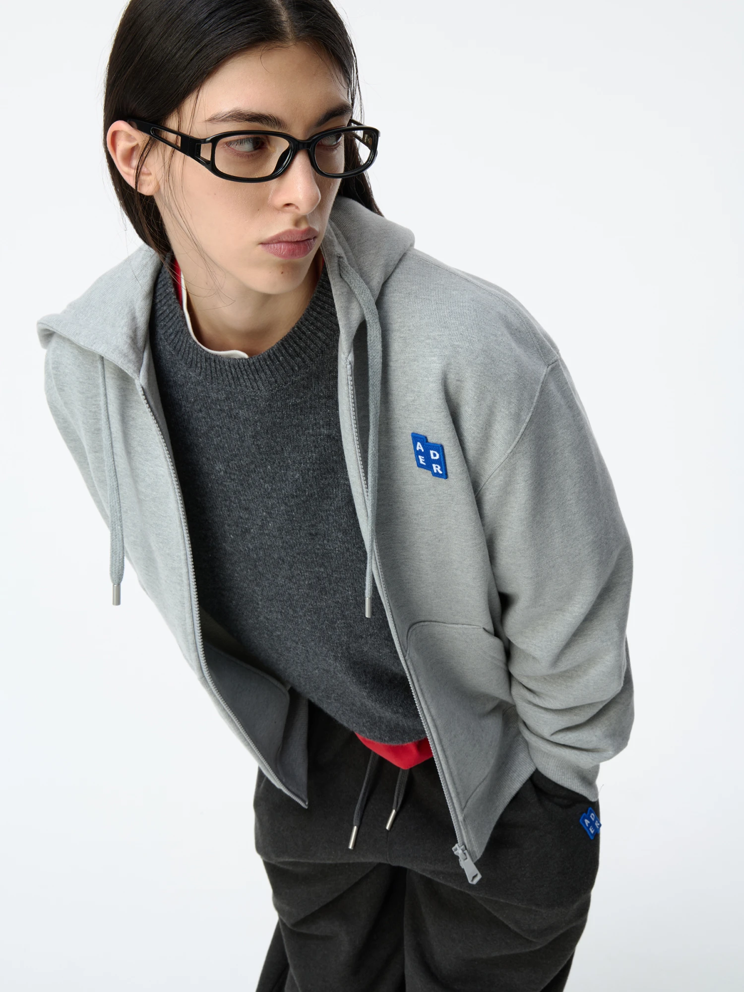 Зип-худи ADERERROR Sig; BL Tag 01 Grey