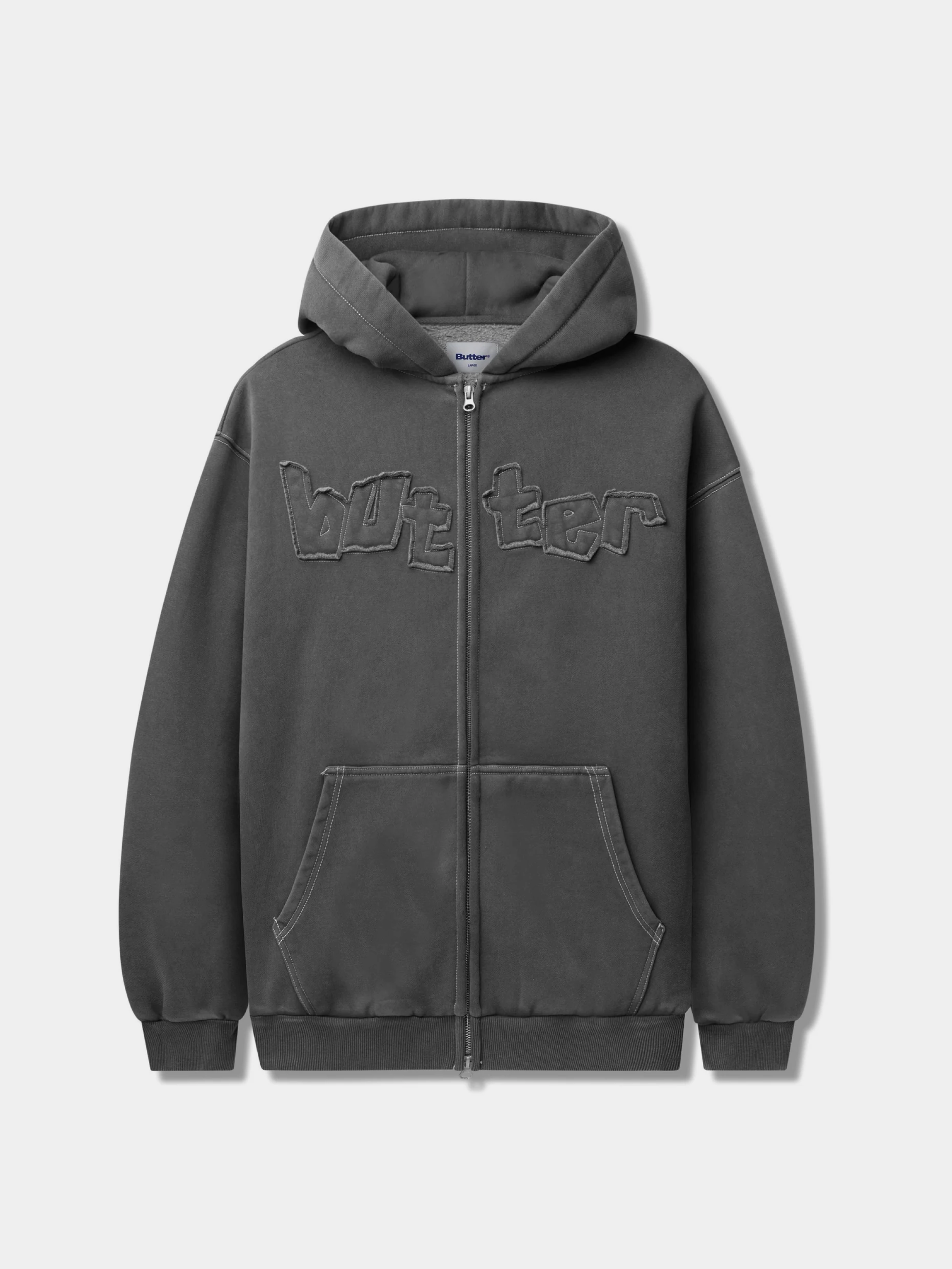 Зип-худи Butter Goods Mineral Wash Zip-Thru Charcoal