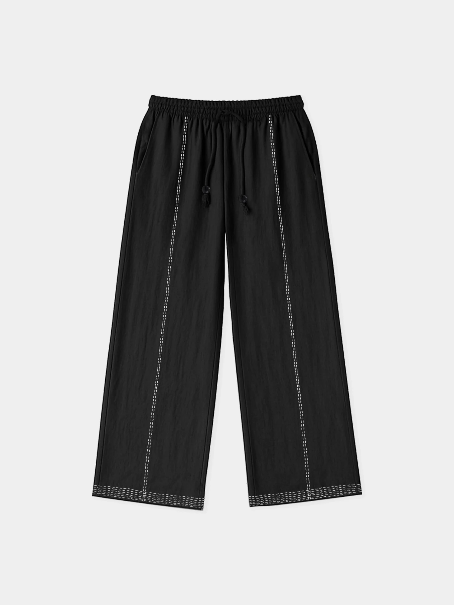 Брюки lorenz Hand Embroidered Linen Black