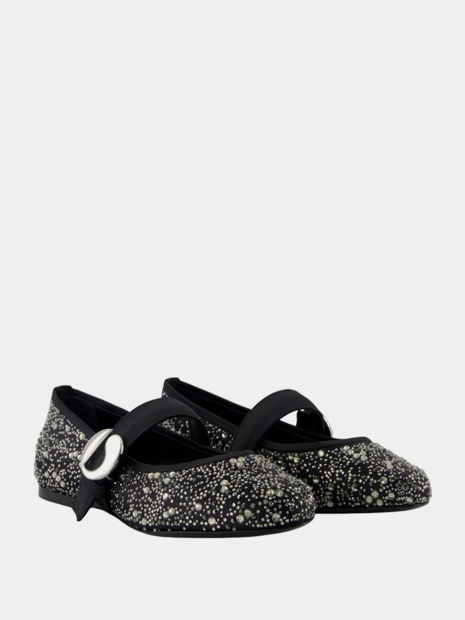 Женские балетки Coperni Crystal-Embellished Ballerina Belt Black/Silver