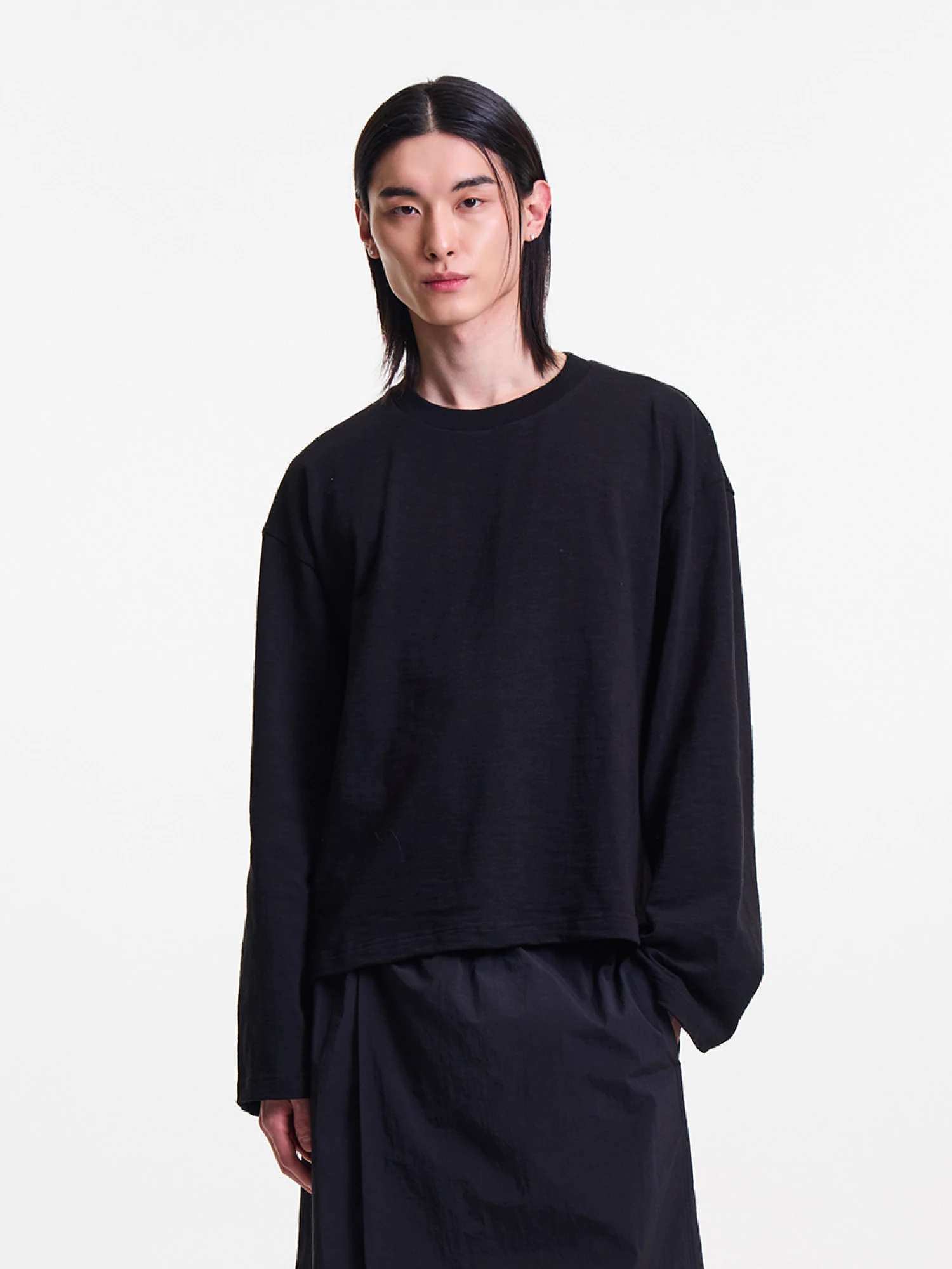 Лонгслив MERELY MADE Premium Slub Jersey Cropped Coal Black