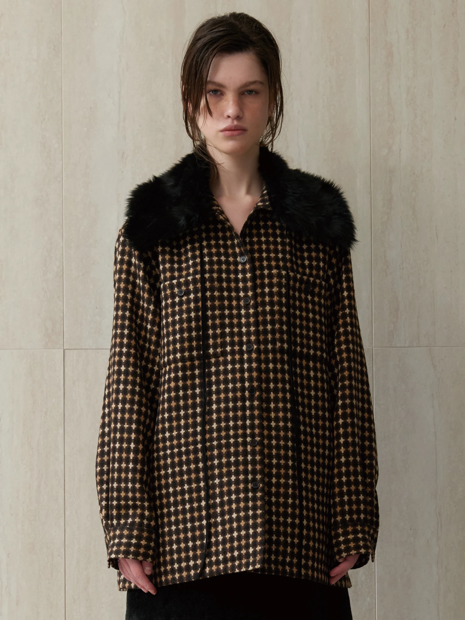 Шарф-воротник EPINGLER Collar Neck Cape Fur Black