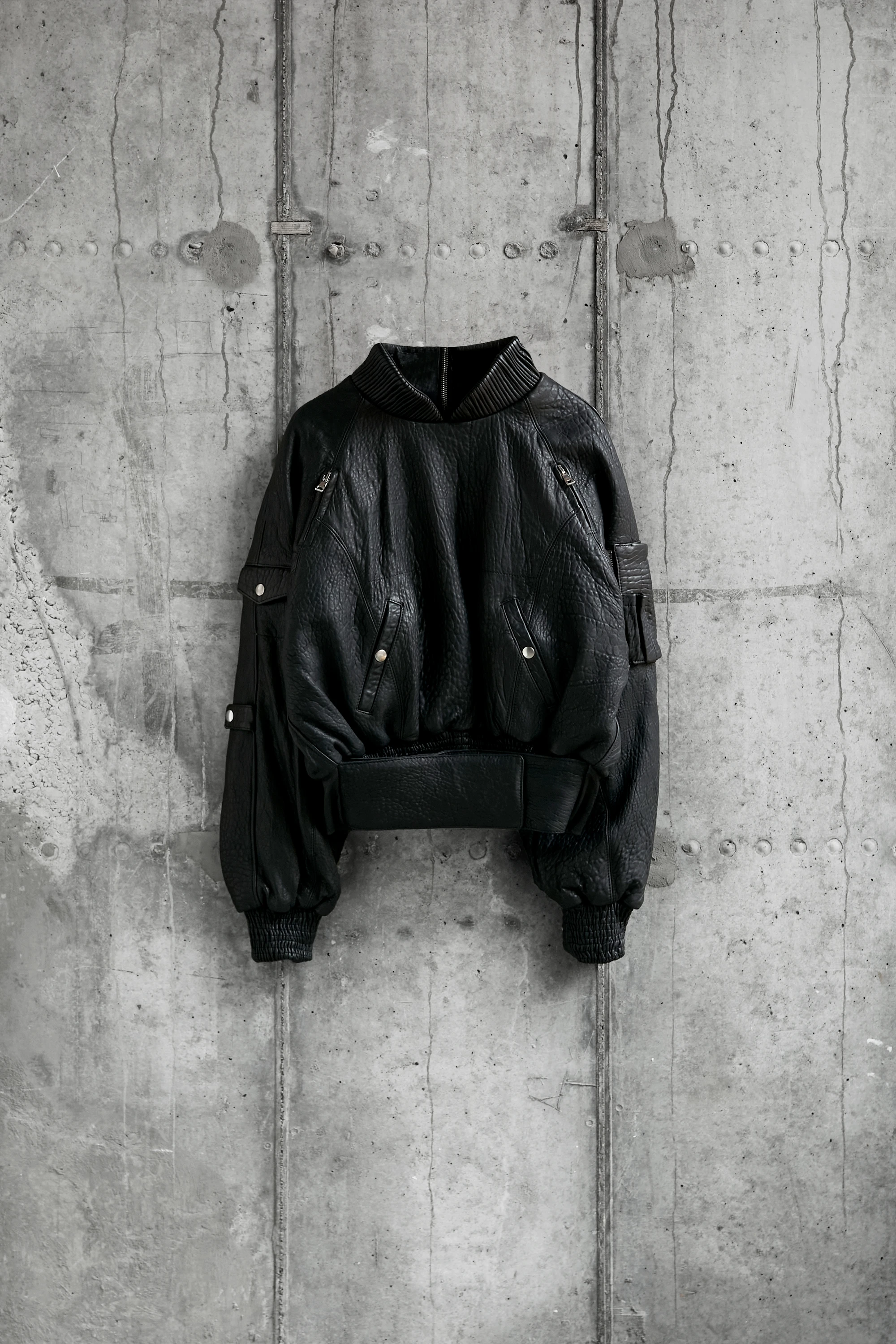 Куртка NO/FAITH STUDIOS Dried Concrete Leather Hoodie Black