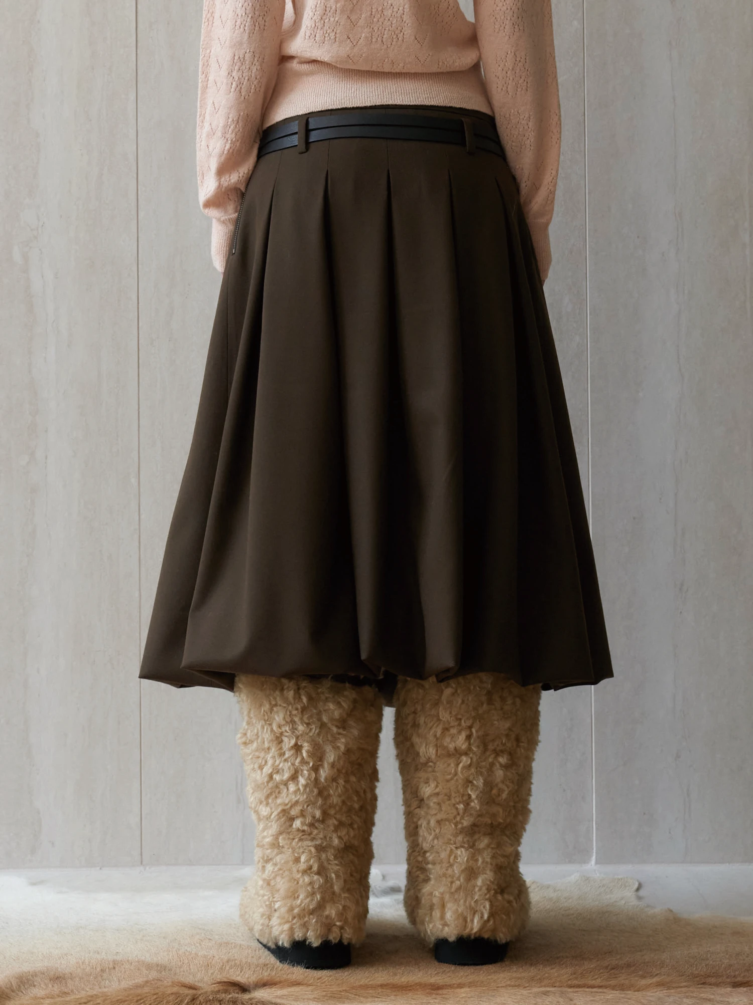 Женская юбка EPINGLER Bubble Pleats Check Brown