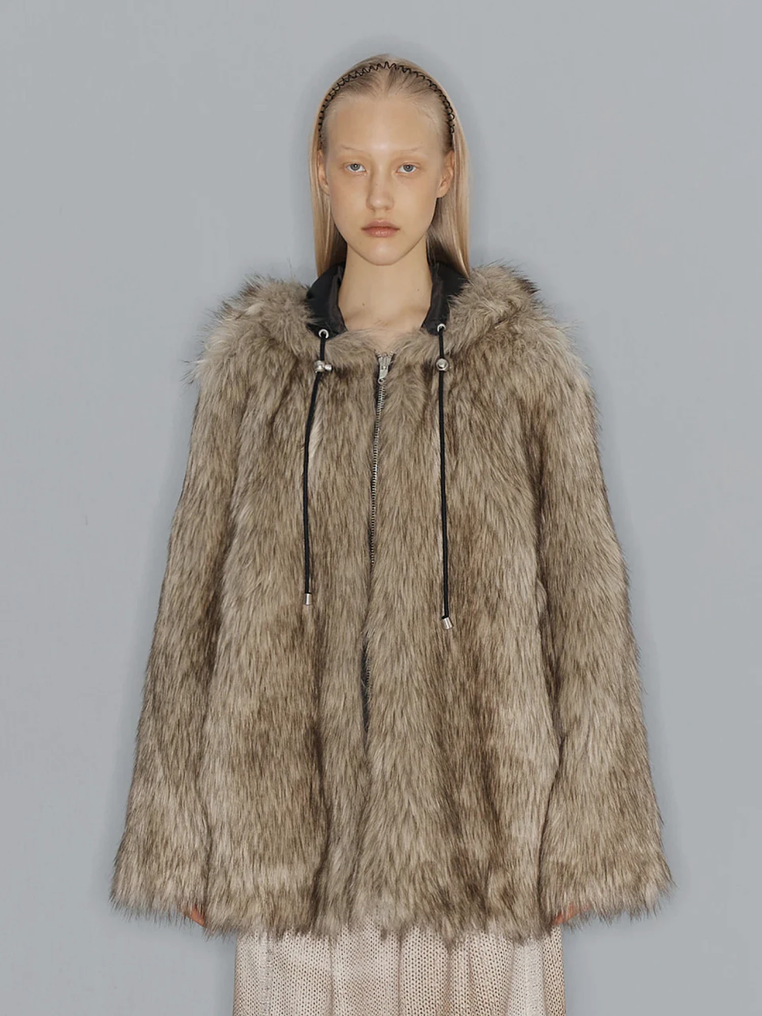Женская шуба OPEN YY Reversible Faux Fur Beige