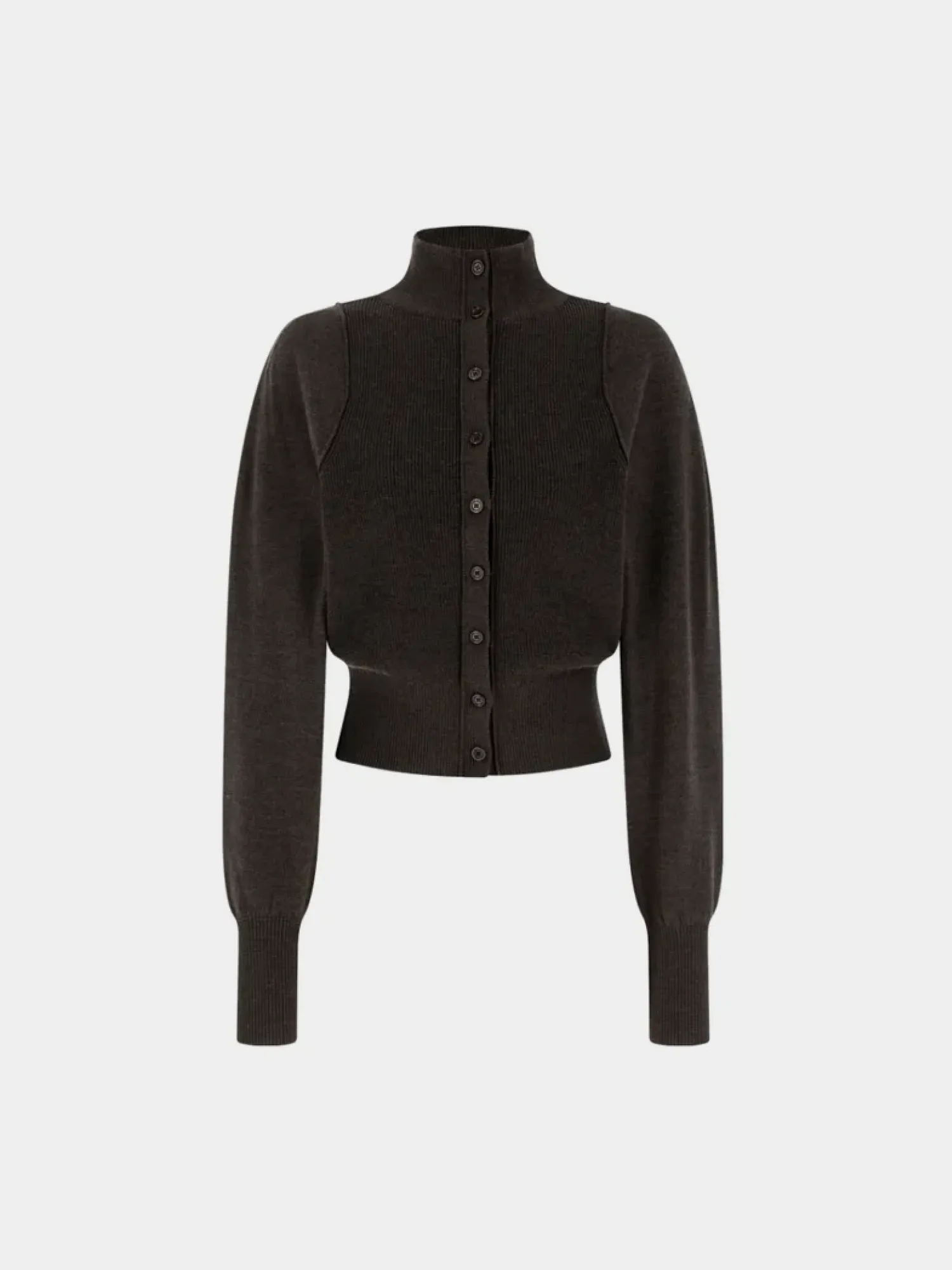 Женский кардиган AMOMENTO Blocking Button Up Dark Brown