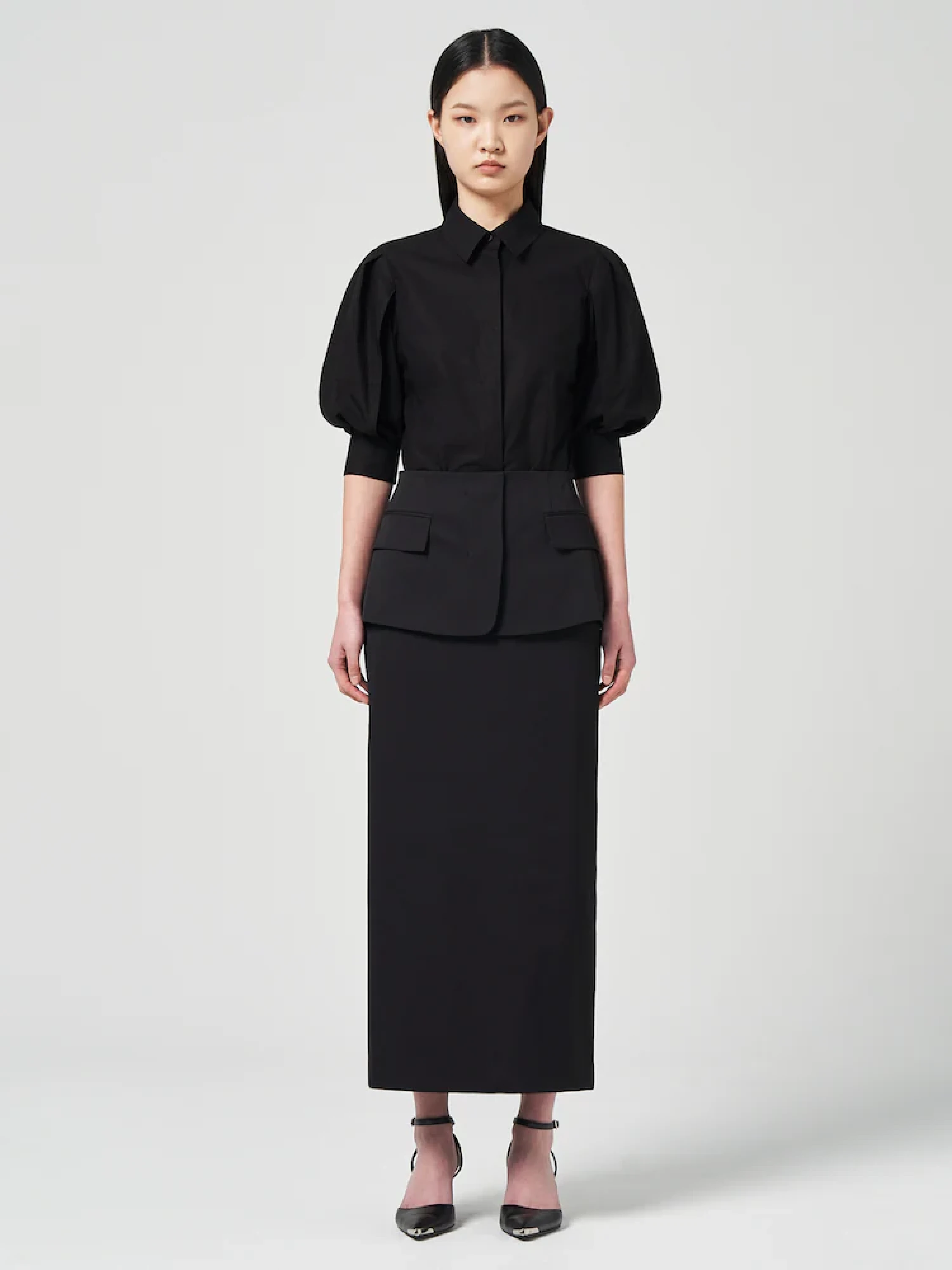 Женская юбка JUUN.J Jacket Layer Long Slit Skirt Black