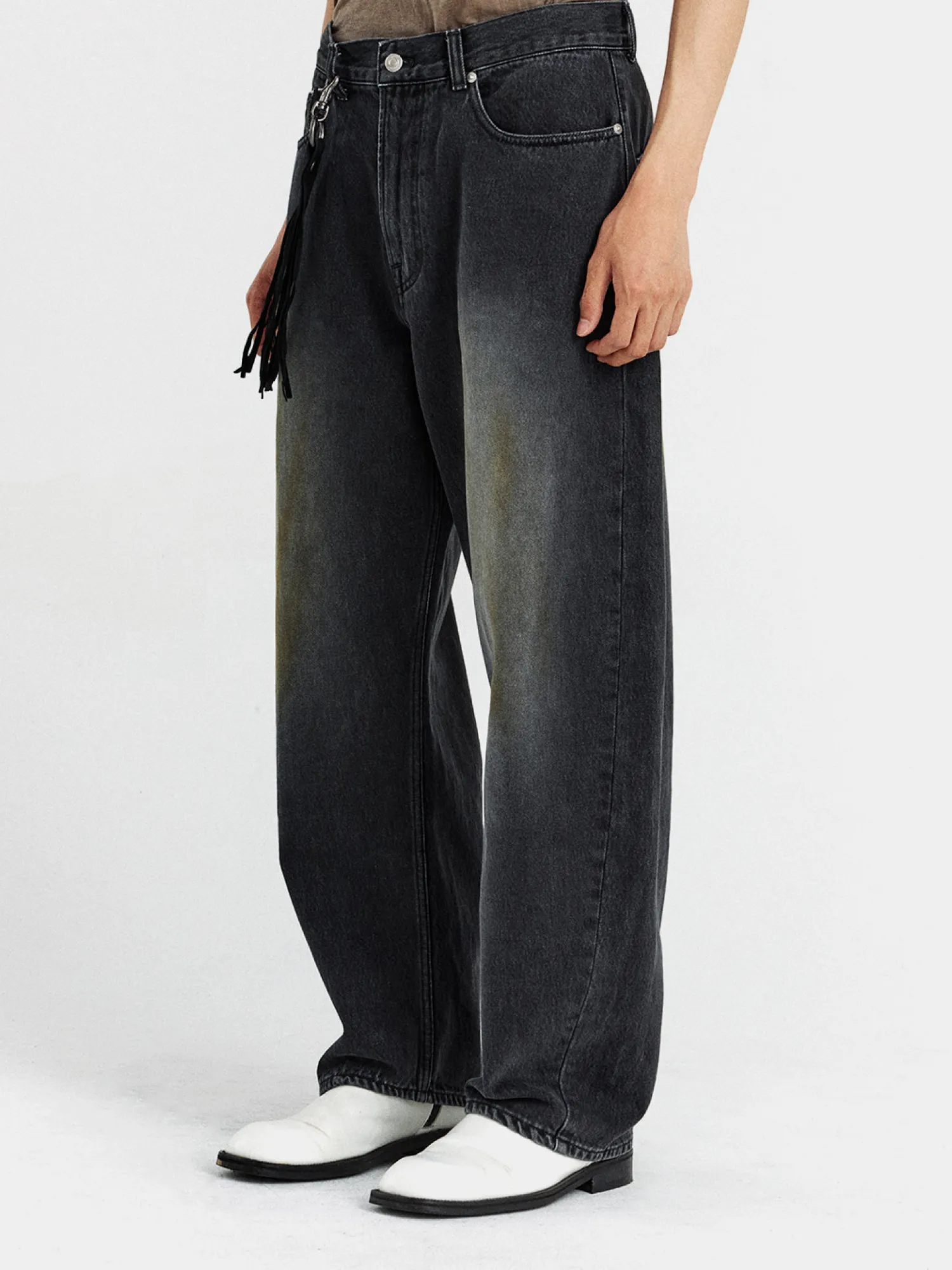 Джинсы UNAFFECTED Curved Wide Denim Black