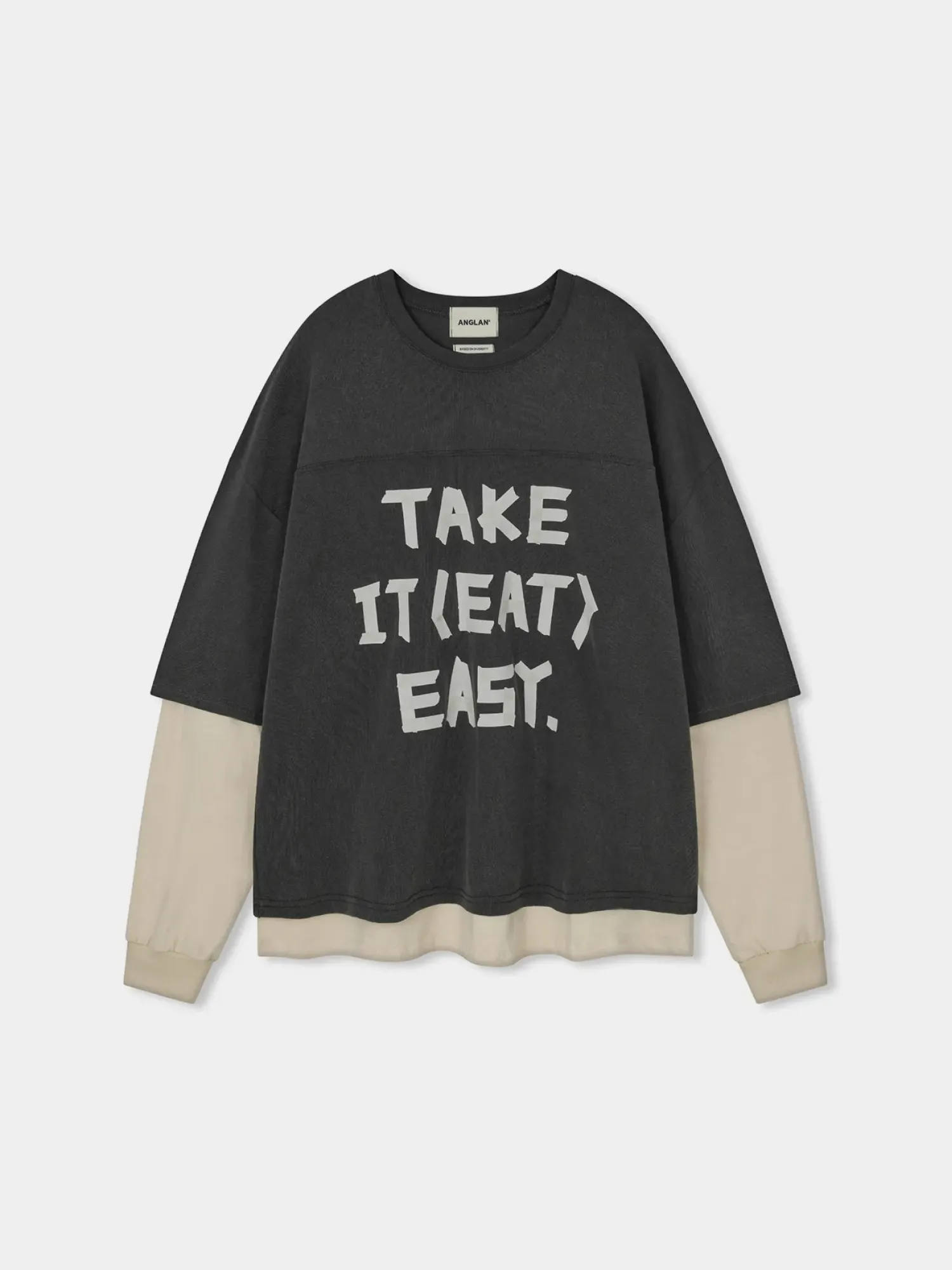 Лонгслив ANGLAN Slogan Layered Charcoal