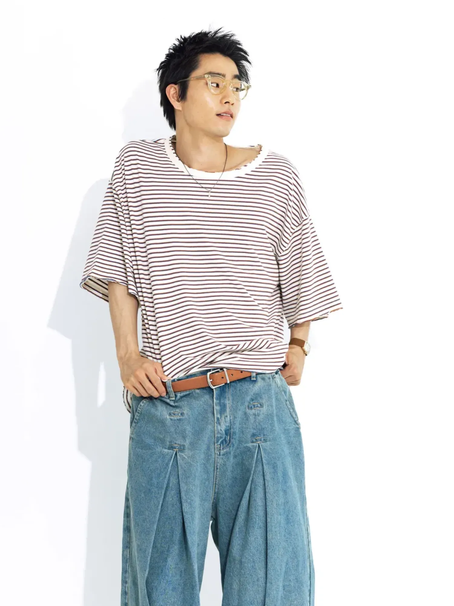 Футболка ANGLAN Cut off Half Tee Striped