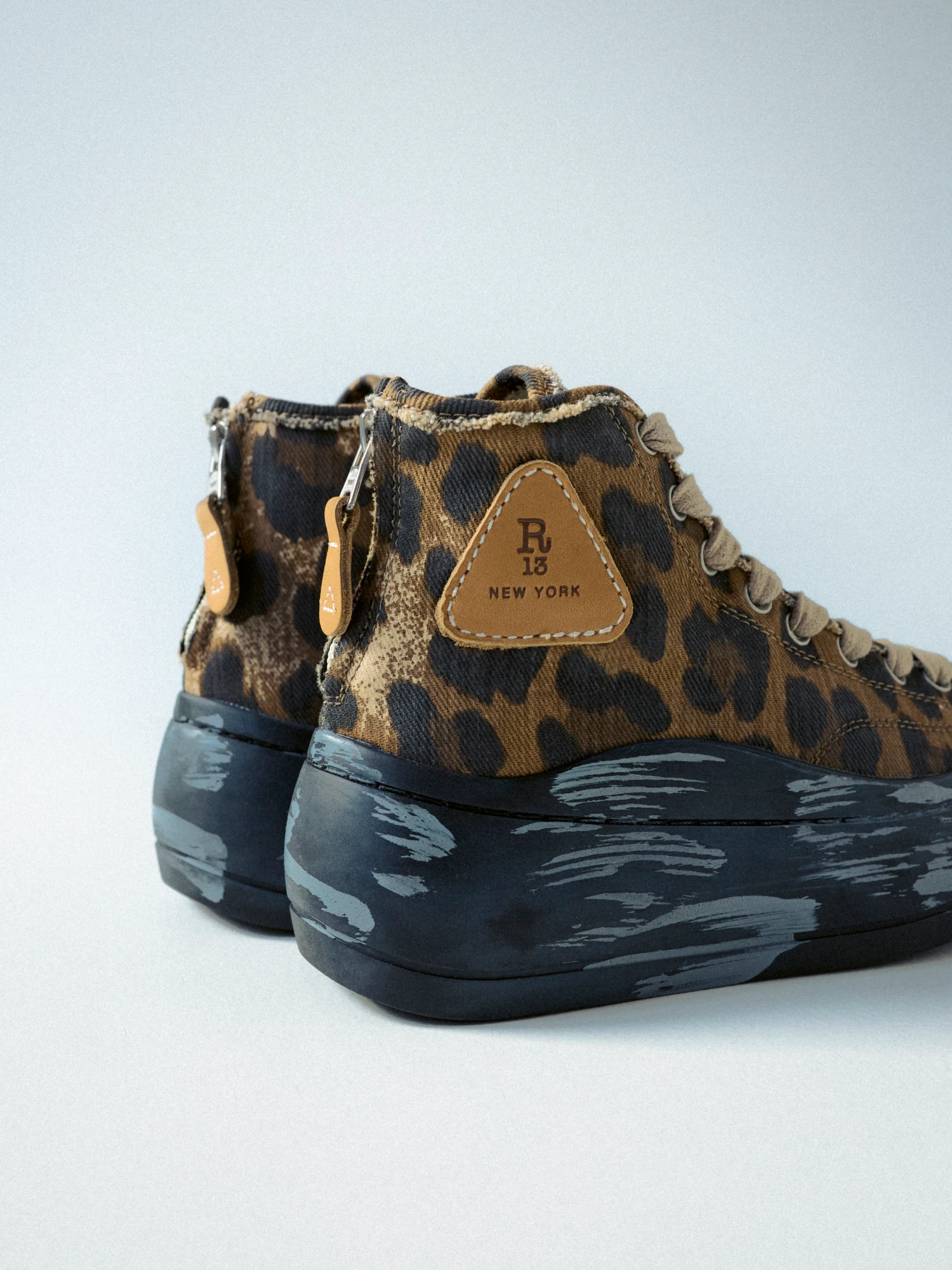 Женские Кеды R13 Kurt High Top Brown Leopard