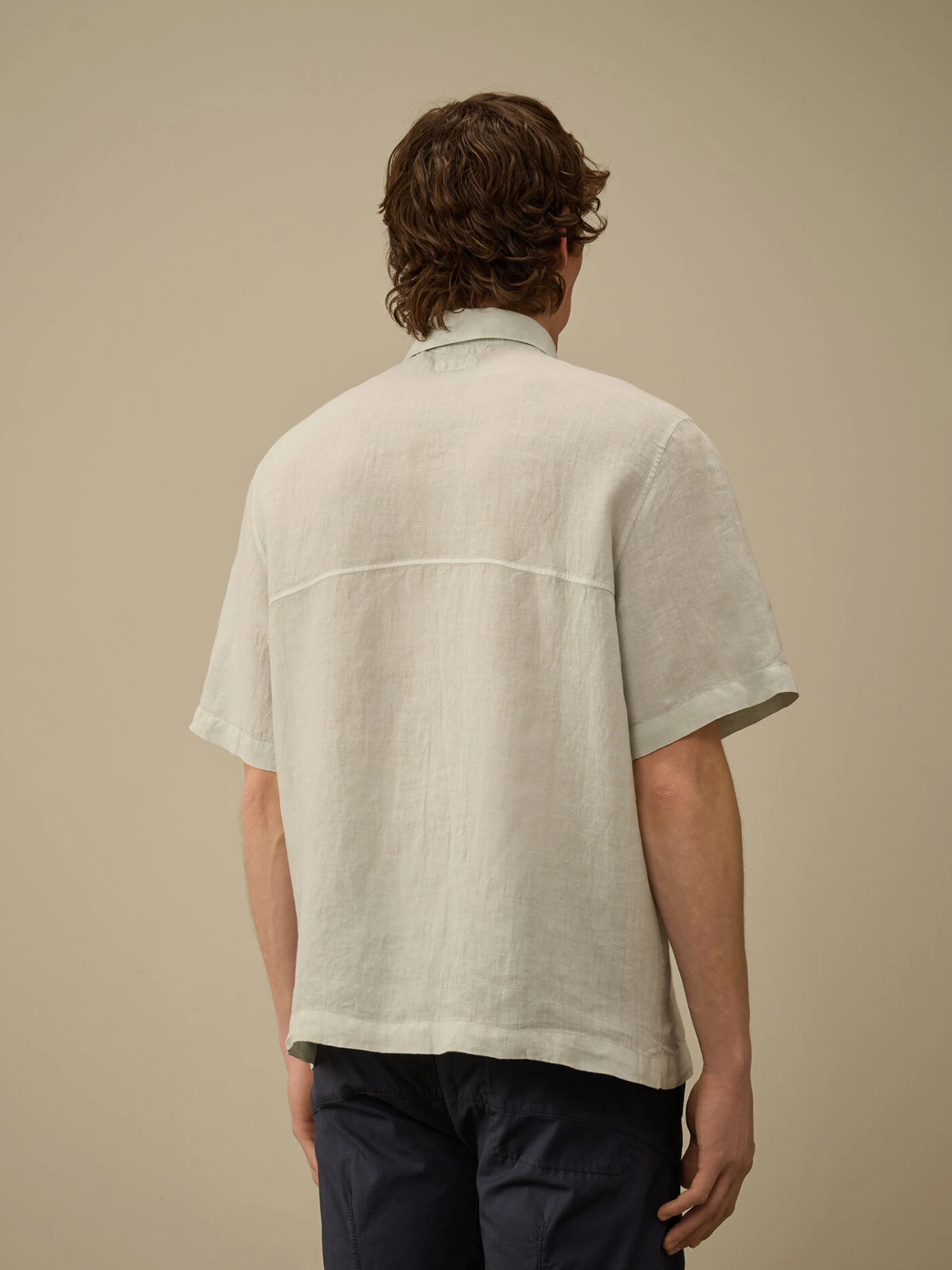 Рубашка C.P. Company Linen Boxy Short Sleeve Blue Fox