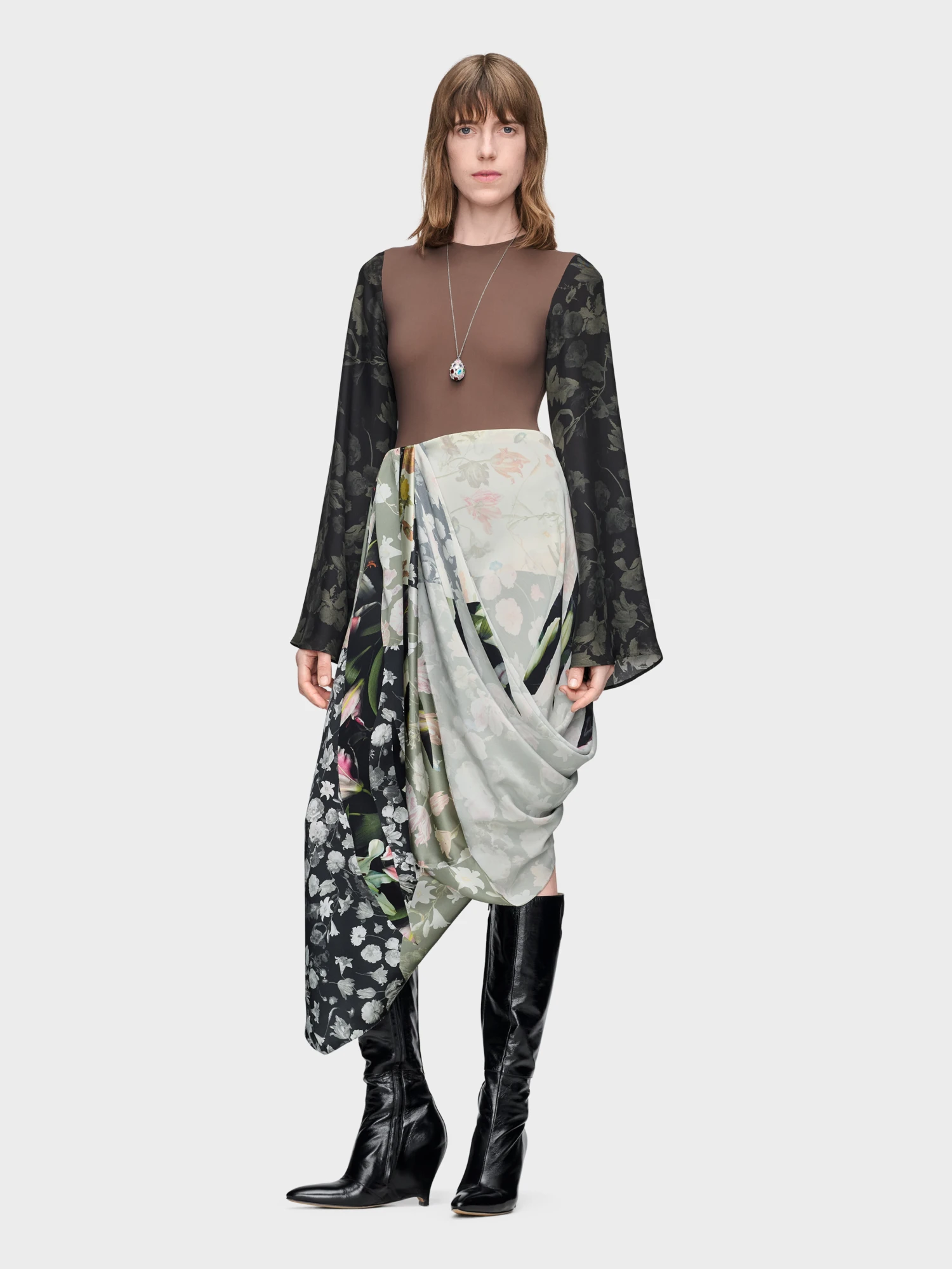 Женское боди Maison Margiela Bodysuit With Flared Sleeves Brown