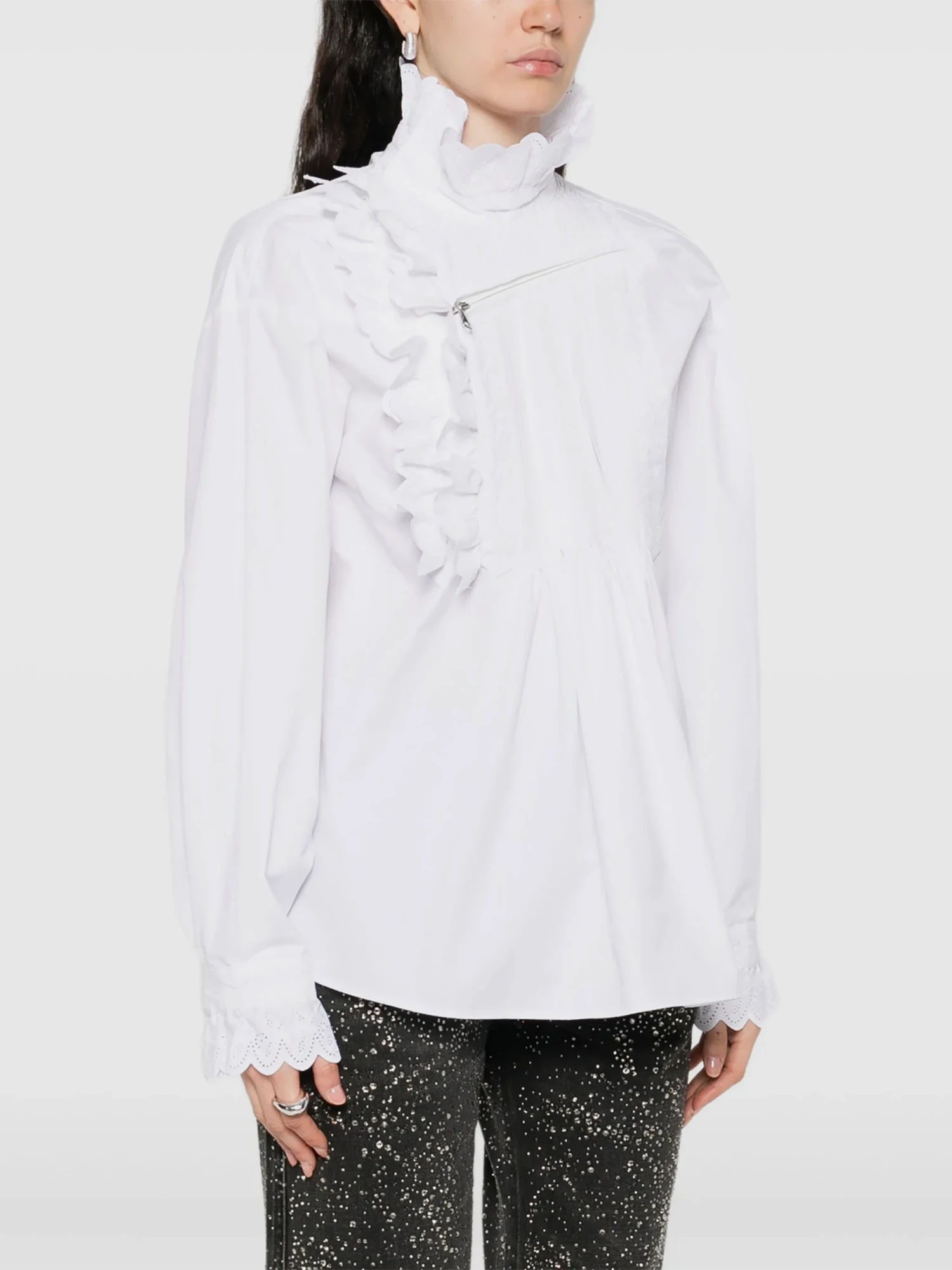 Женская блузка Coperni Ruffled Pleated White