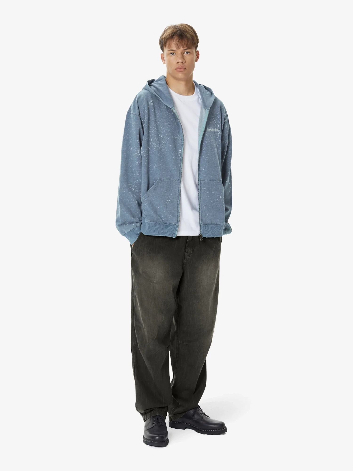 Зип-Худи thisisneverthat Indigo Dyed Zip Up Washed Blue