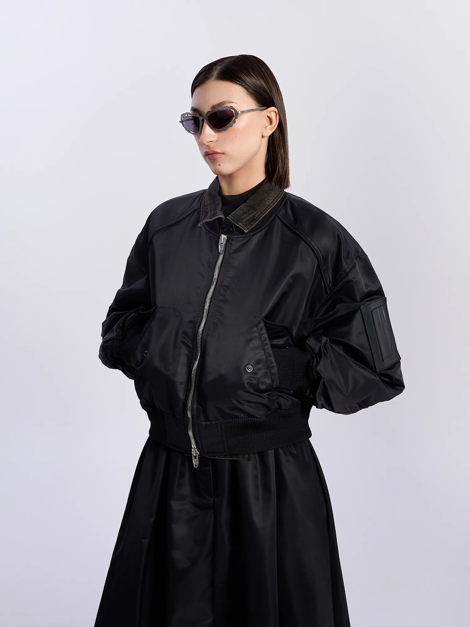 Женский бомбер JUUN.J Denim Layered MA-1 Black