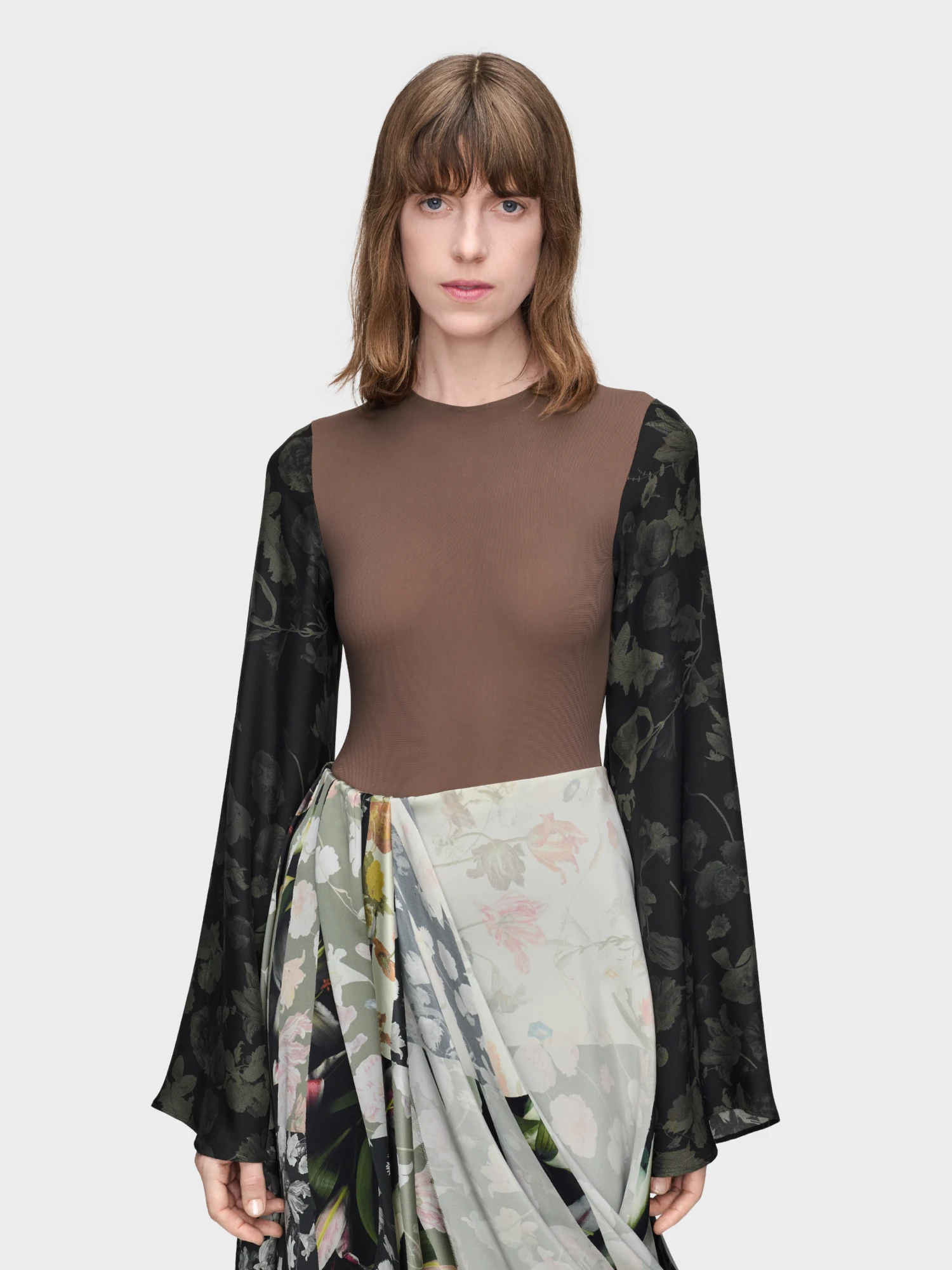 Женское боди Maison Margiela Bodysuit With Flared Sleeves Brown