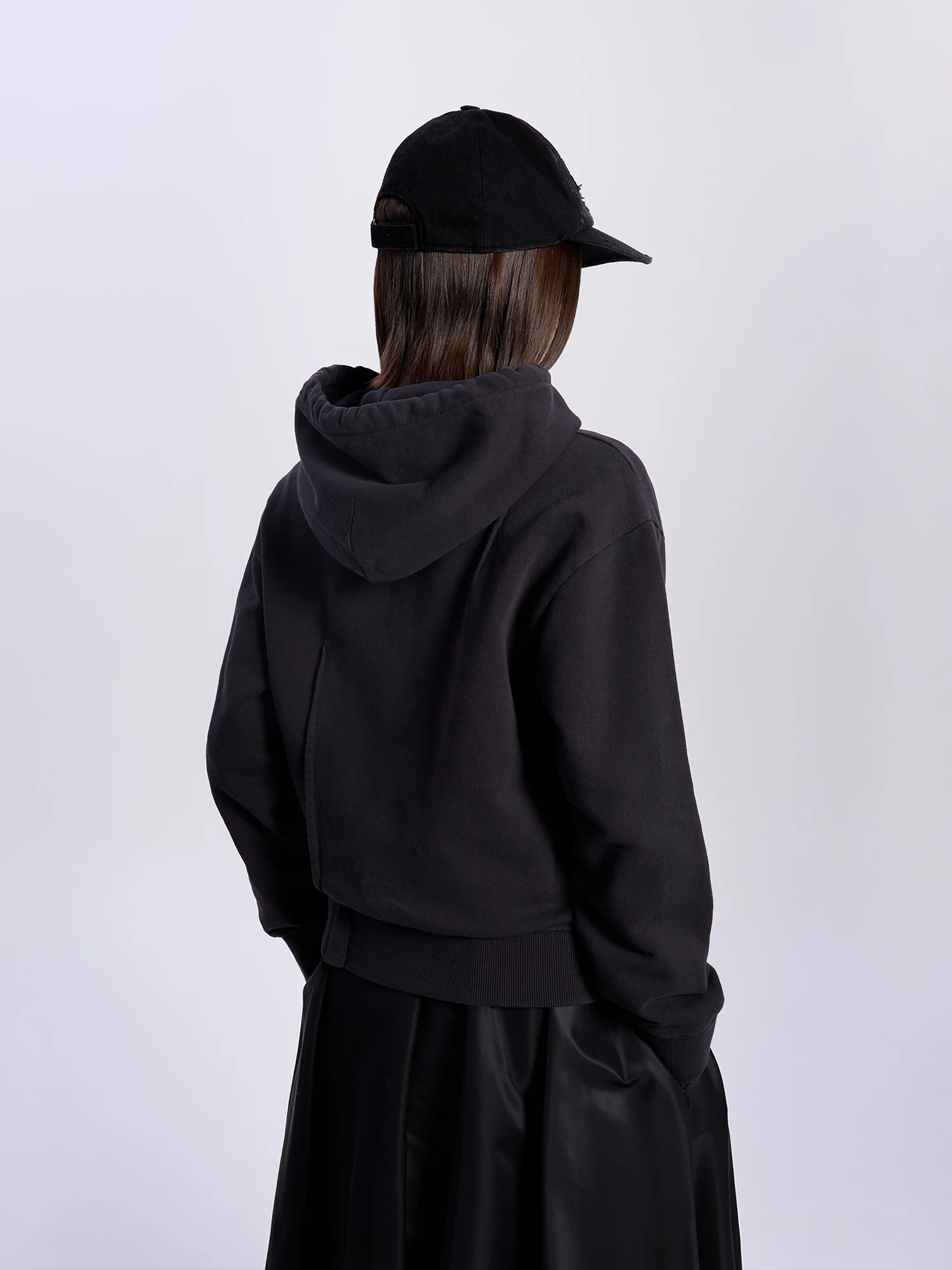 Женское худи MM6 Maison Margiela Pleated Jersey Washed Black