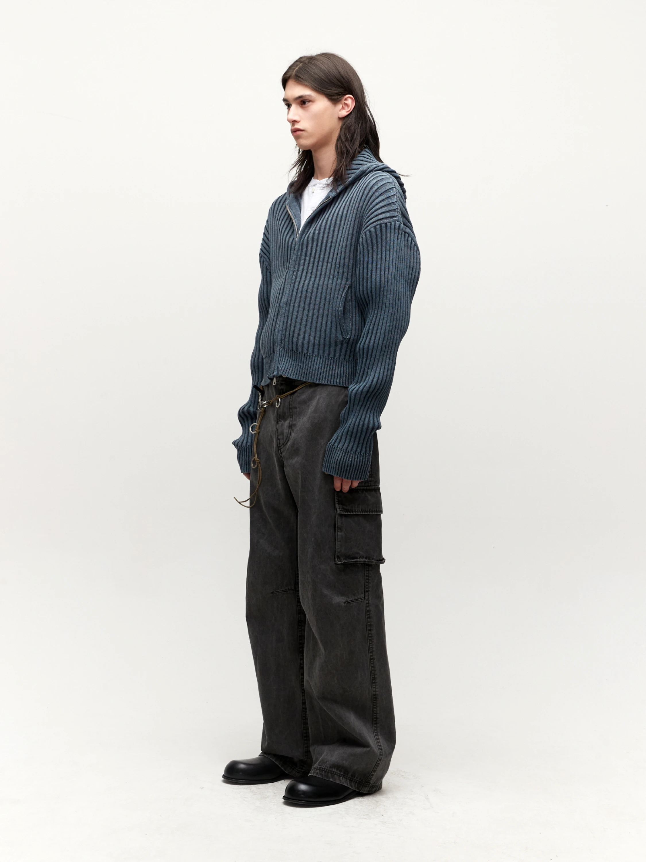 Кардиган COOR Piece Dyed Rib Knit Teal Blue