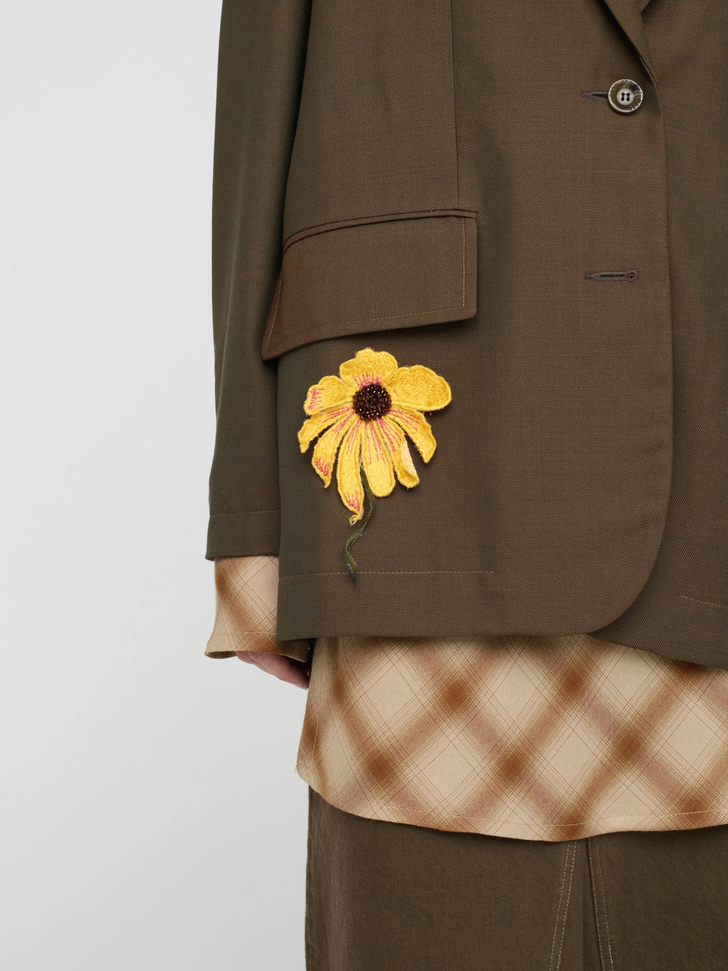 Женский блейзер Song for the Mute "Flower" Square Brown