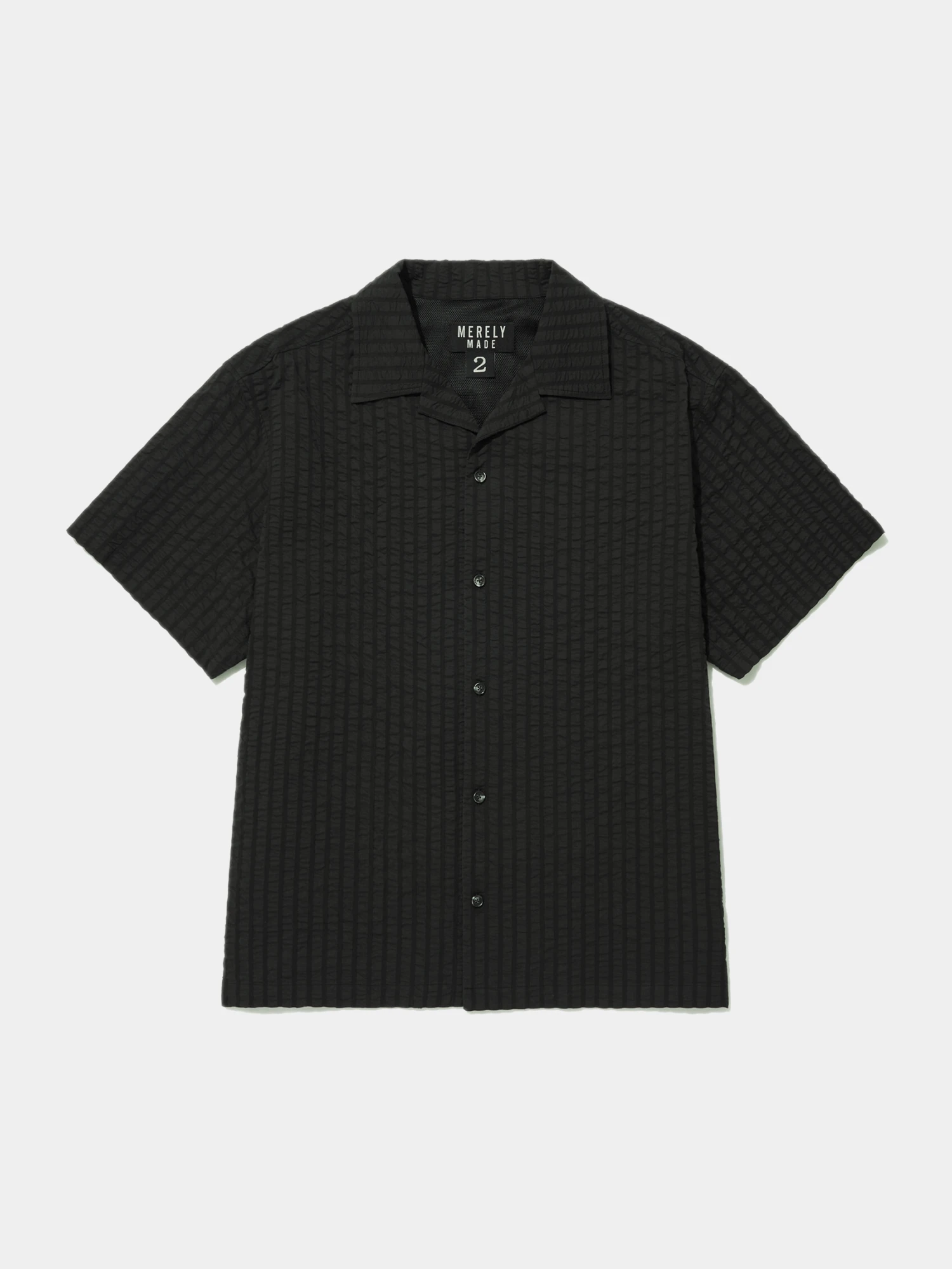 Рубашка MERELY MADE Premium Wide Seersucker Cuban Collar Asphalt Black