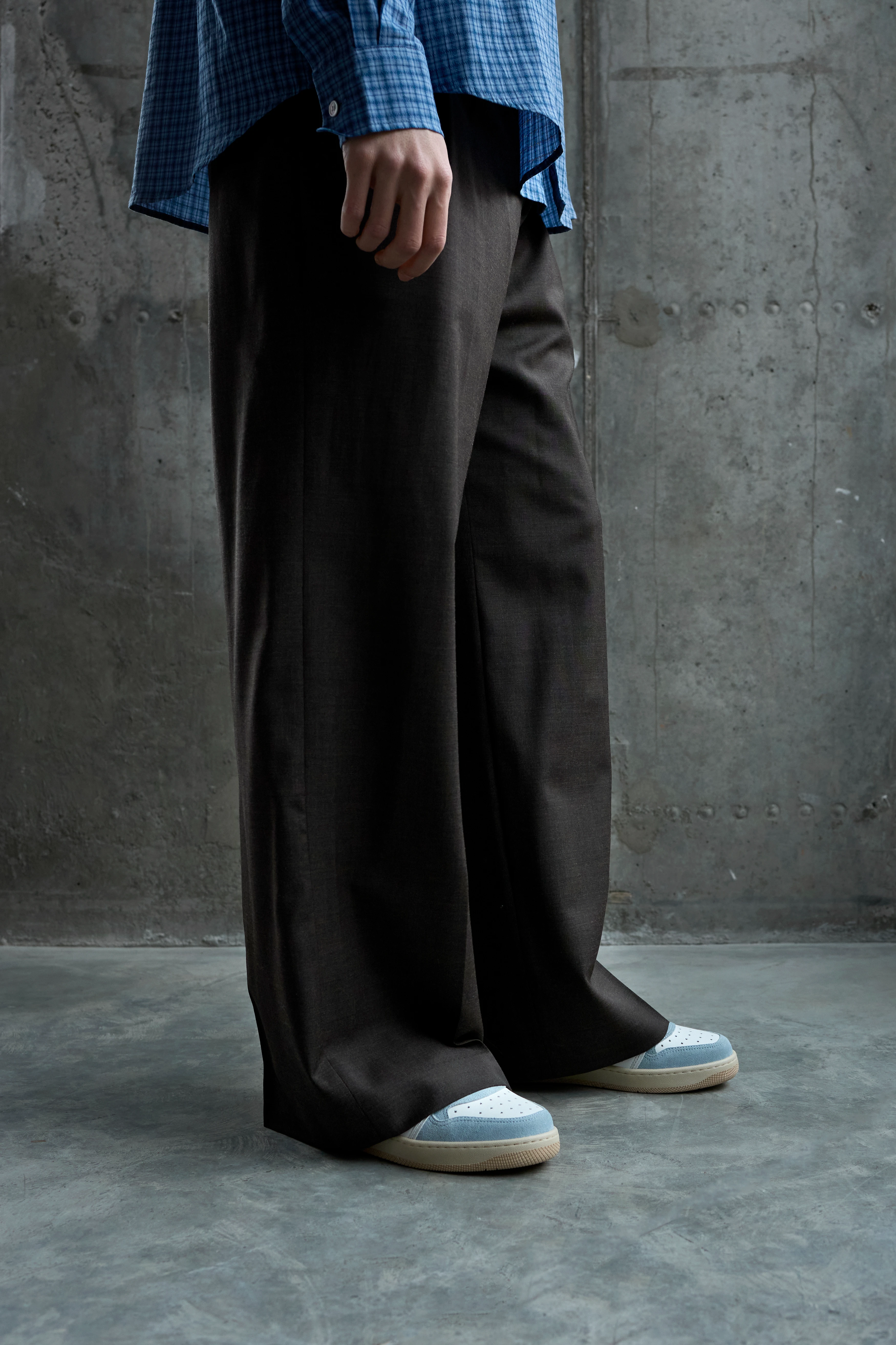Брюки COOR Raw Cut 3 Pleat Dark Brown Melange
