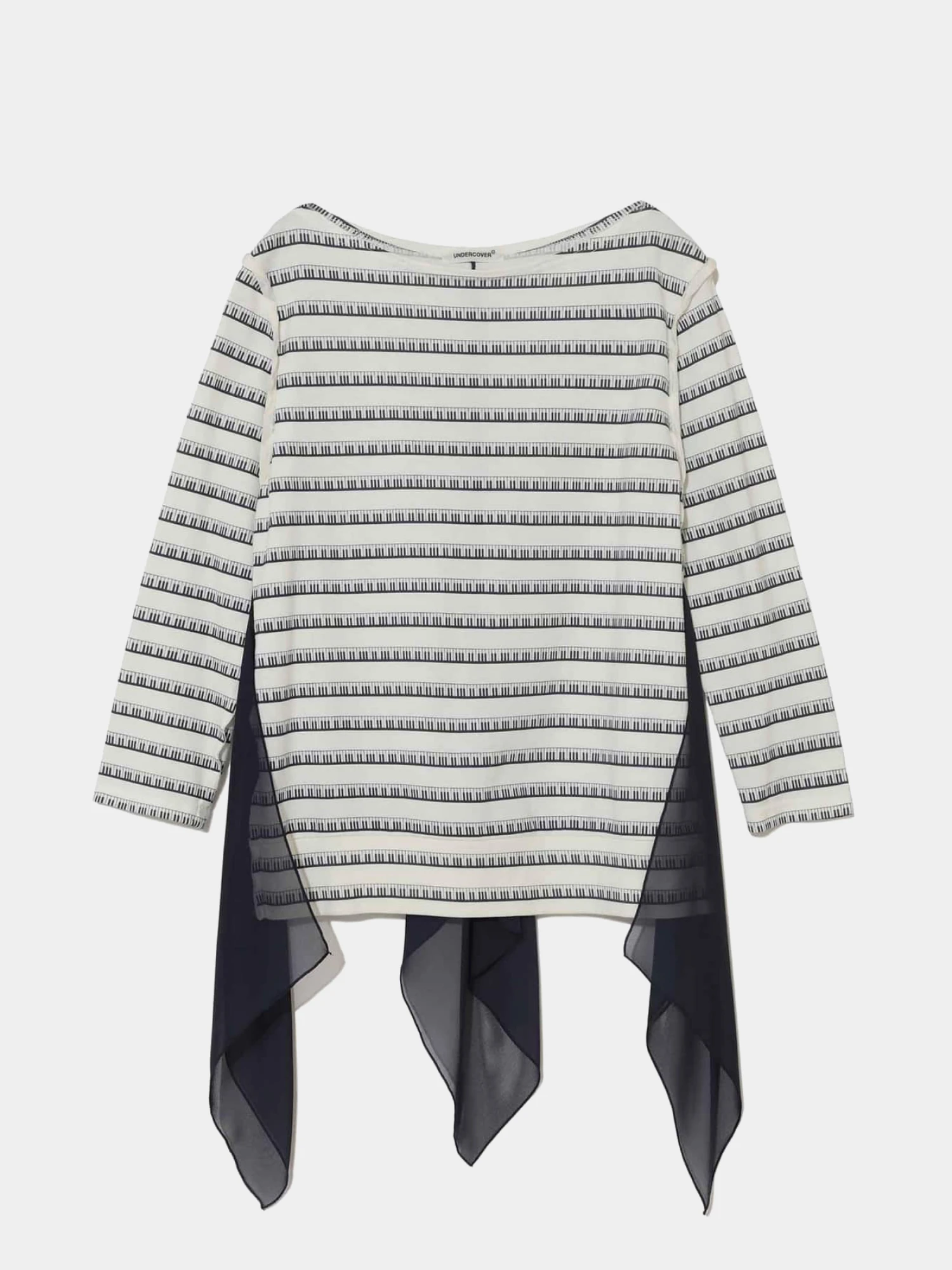 Женский лонгслив UNDERCOVER Cotton Boat Neck Border White