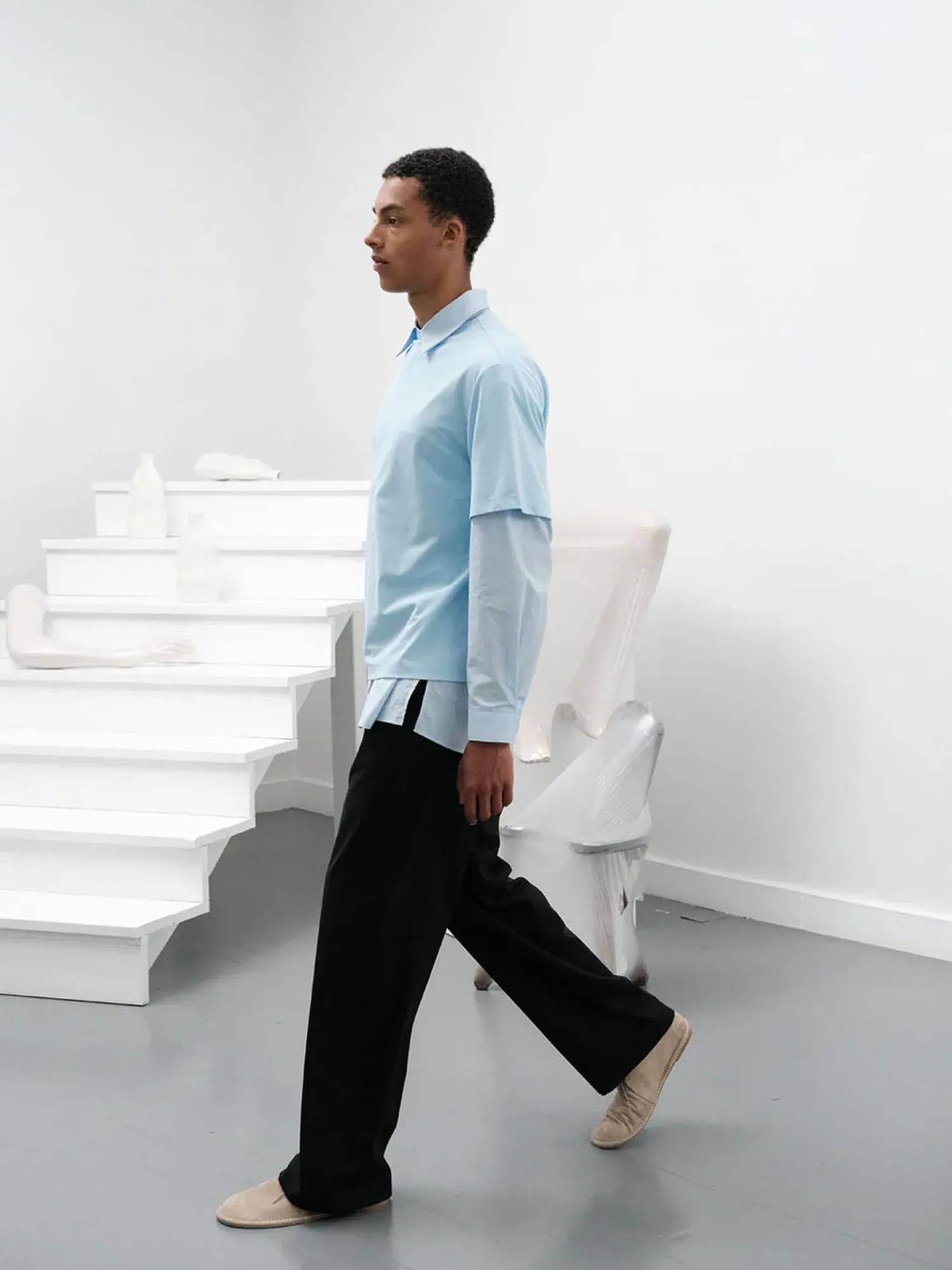 Женская рубашка AMOMENTO Oversized Shirts Light Blue