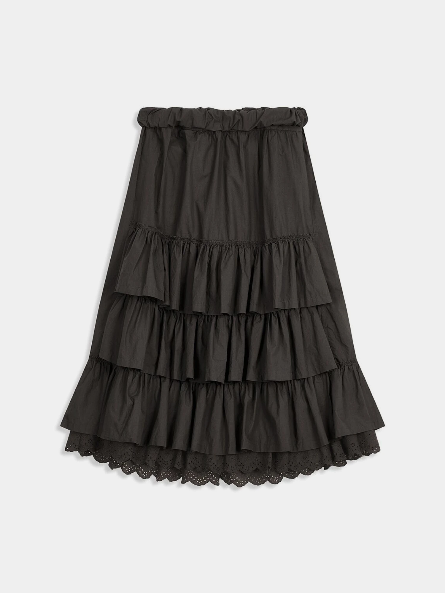 Женская юбка OPEN YY Rolled Waist Tiered Charcoal