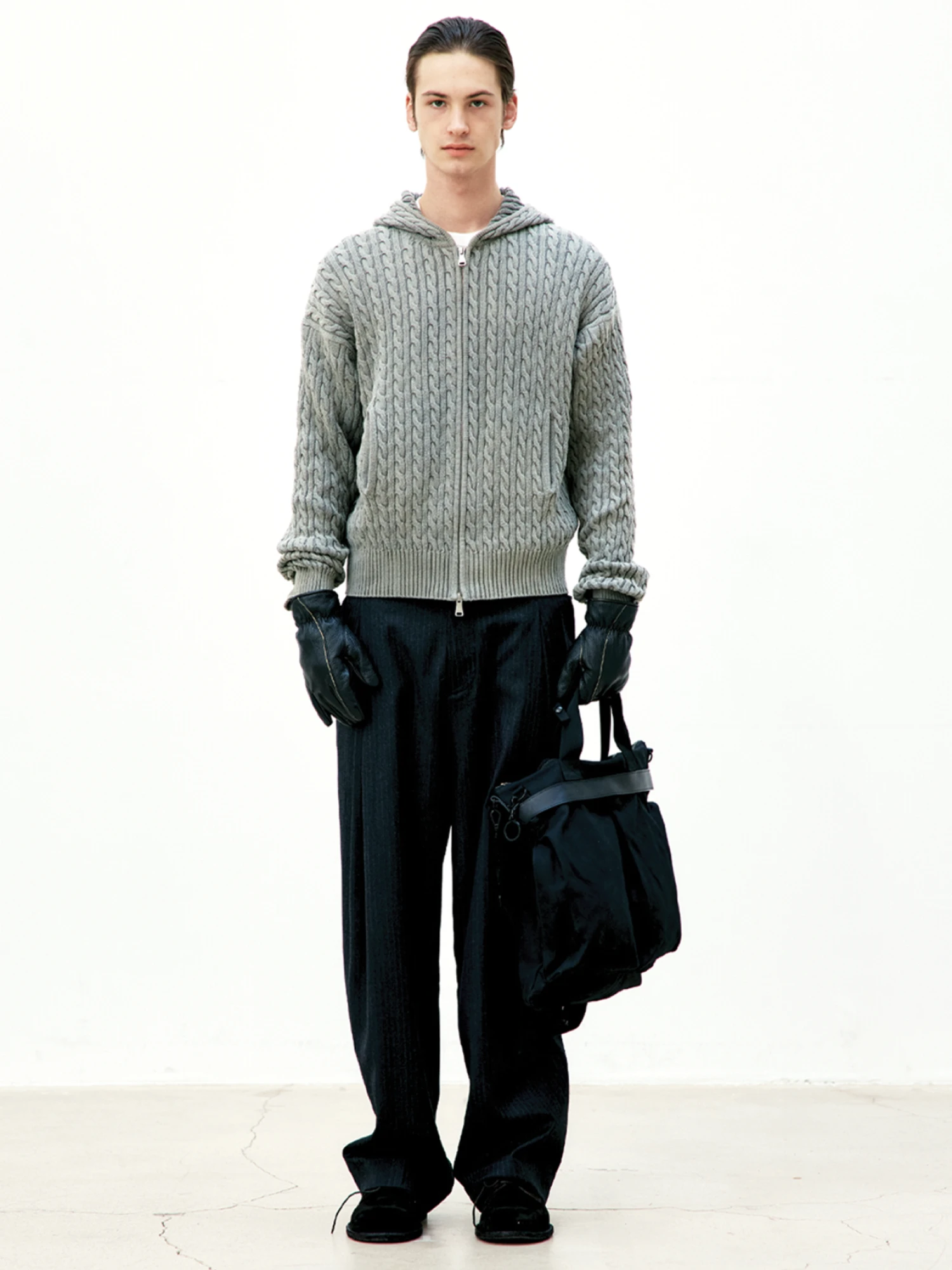 Зип-худи COOR Cotton Piece Dyed Cable Washed Grey