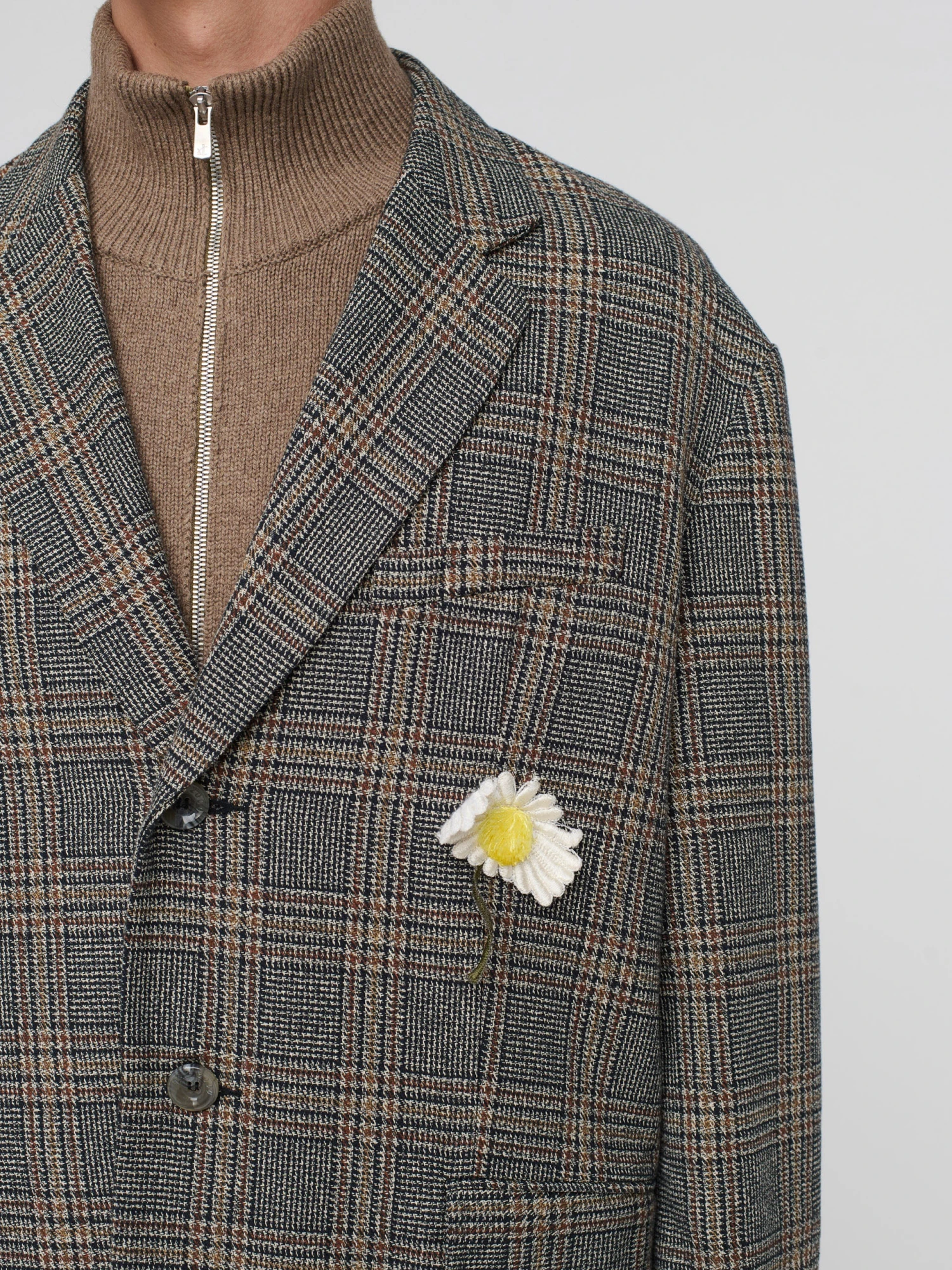 Блейзер Song for the Mute "Flower" Square Melange Twill Check Indigo