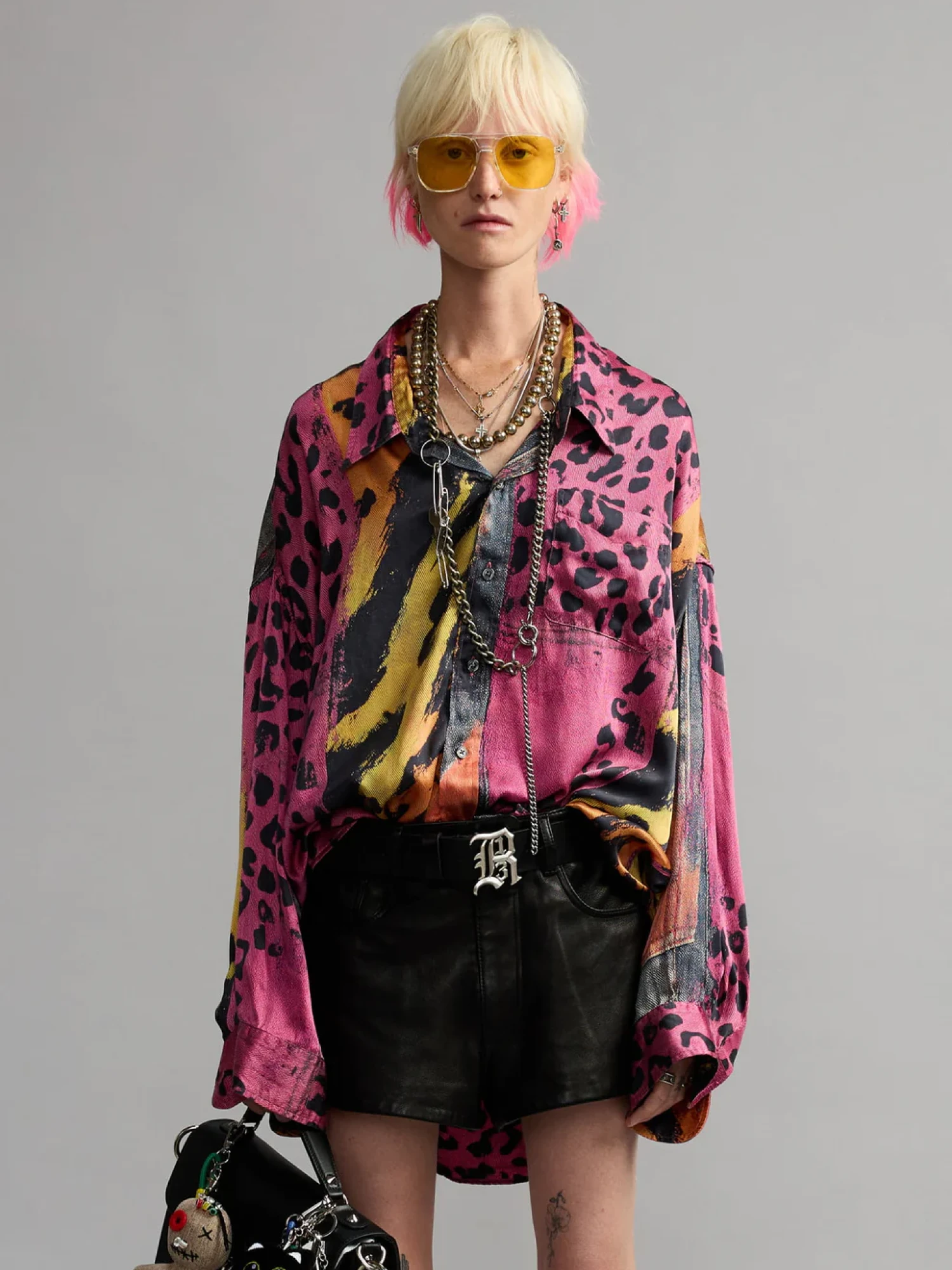Женская блуза R13 Drop Neck Pink And Orange Multicolor