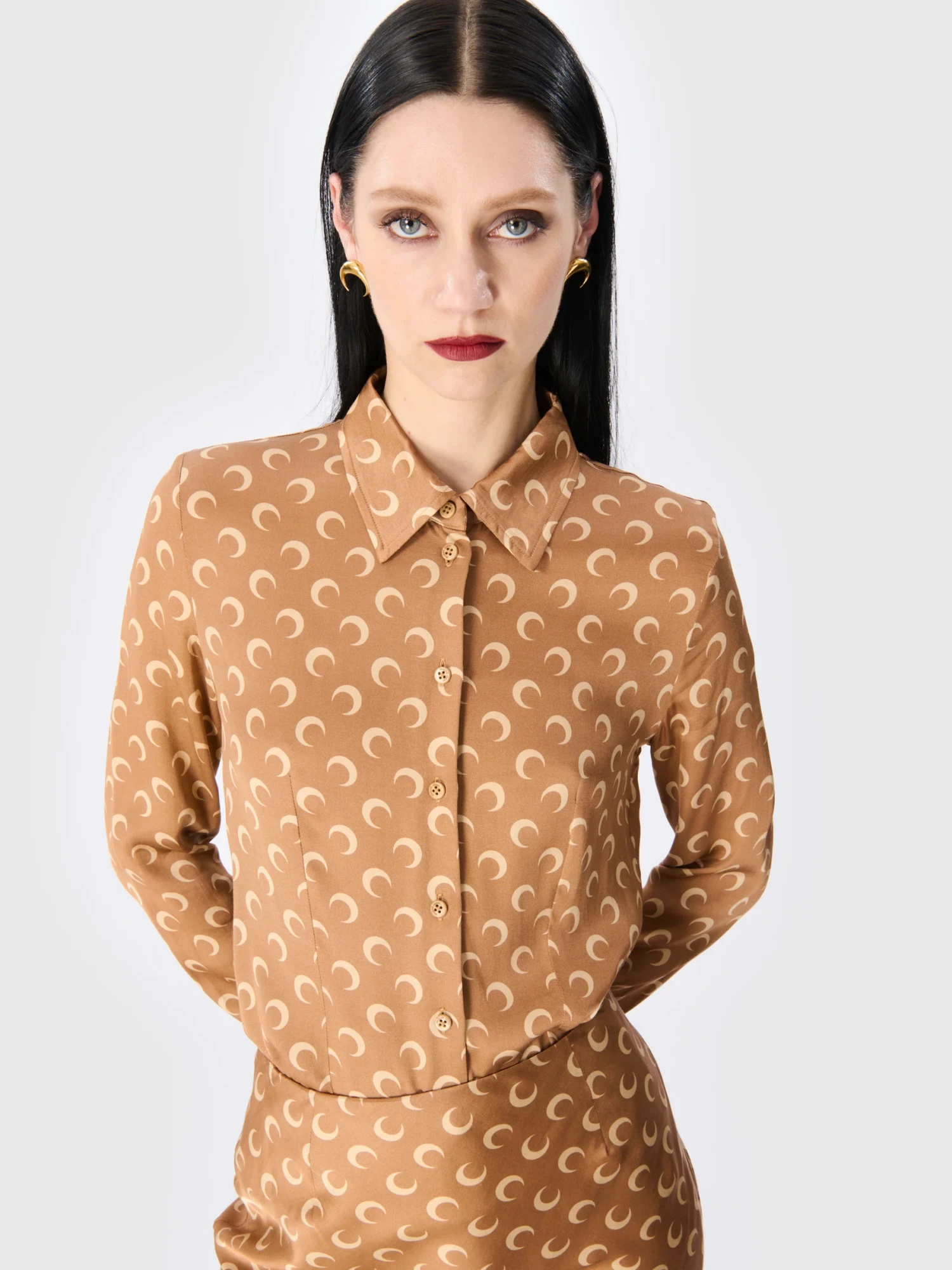 Женская блузка Marine Serre Moon Printed Flou Dark Camel