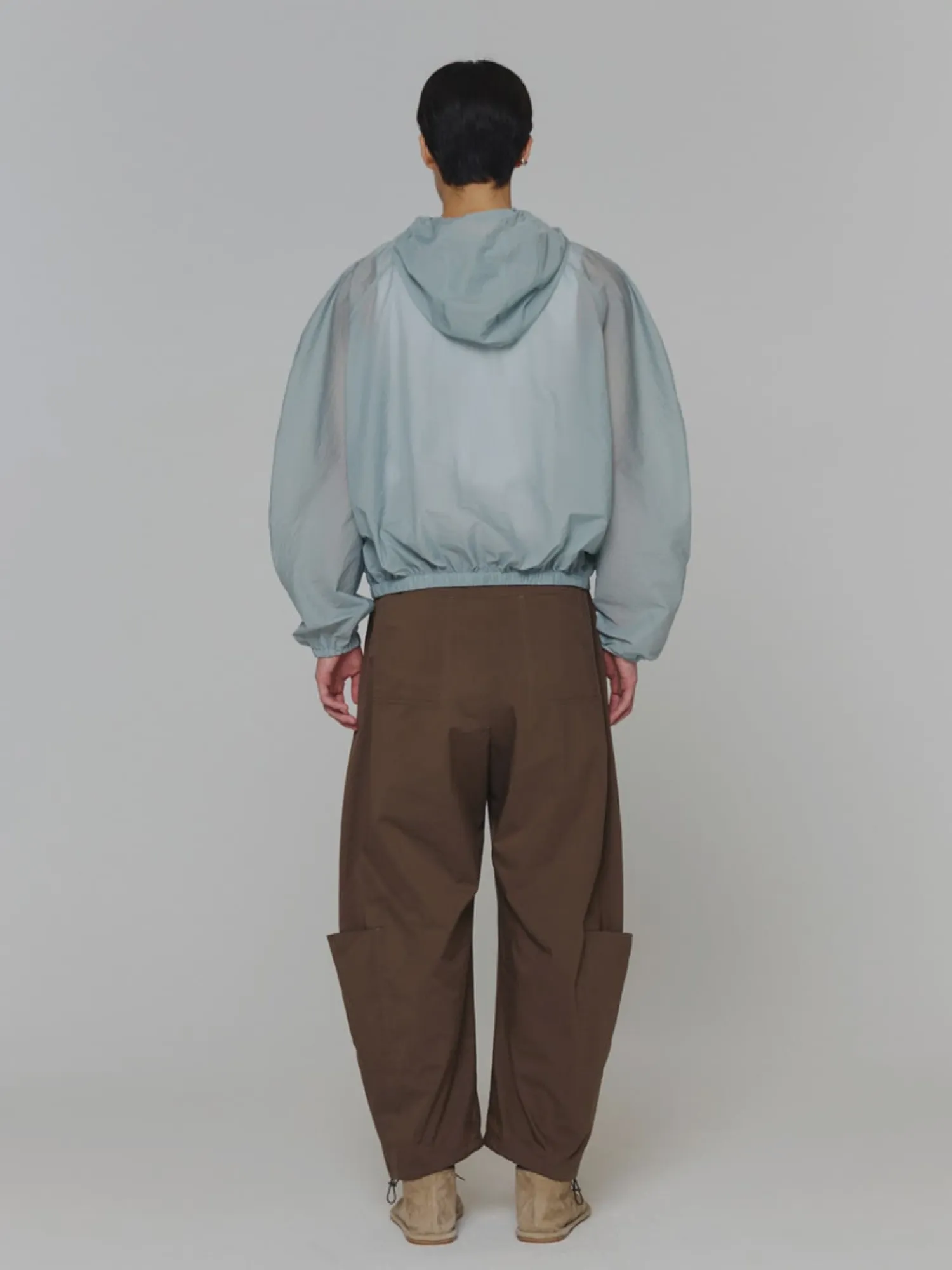 Ветровка AMOMENTO Sheer Nylon Raglan Hooded Blue