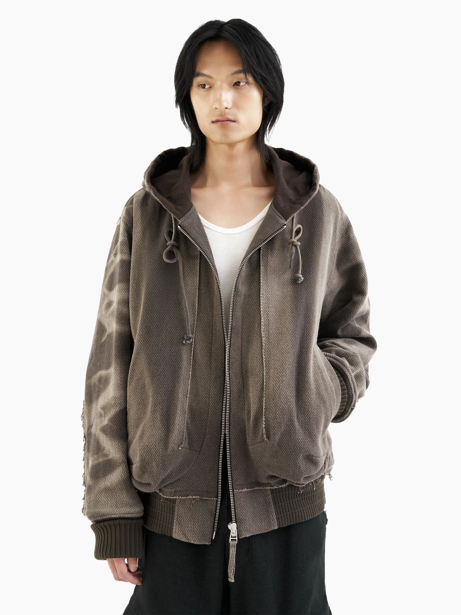 Бомбер JIYONGKIM Sun-Bleached Raw Edged Work Brown