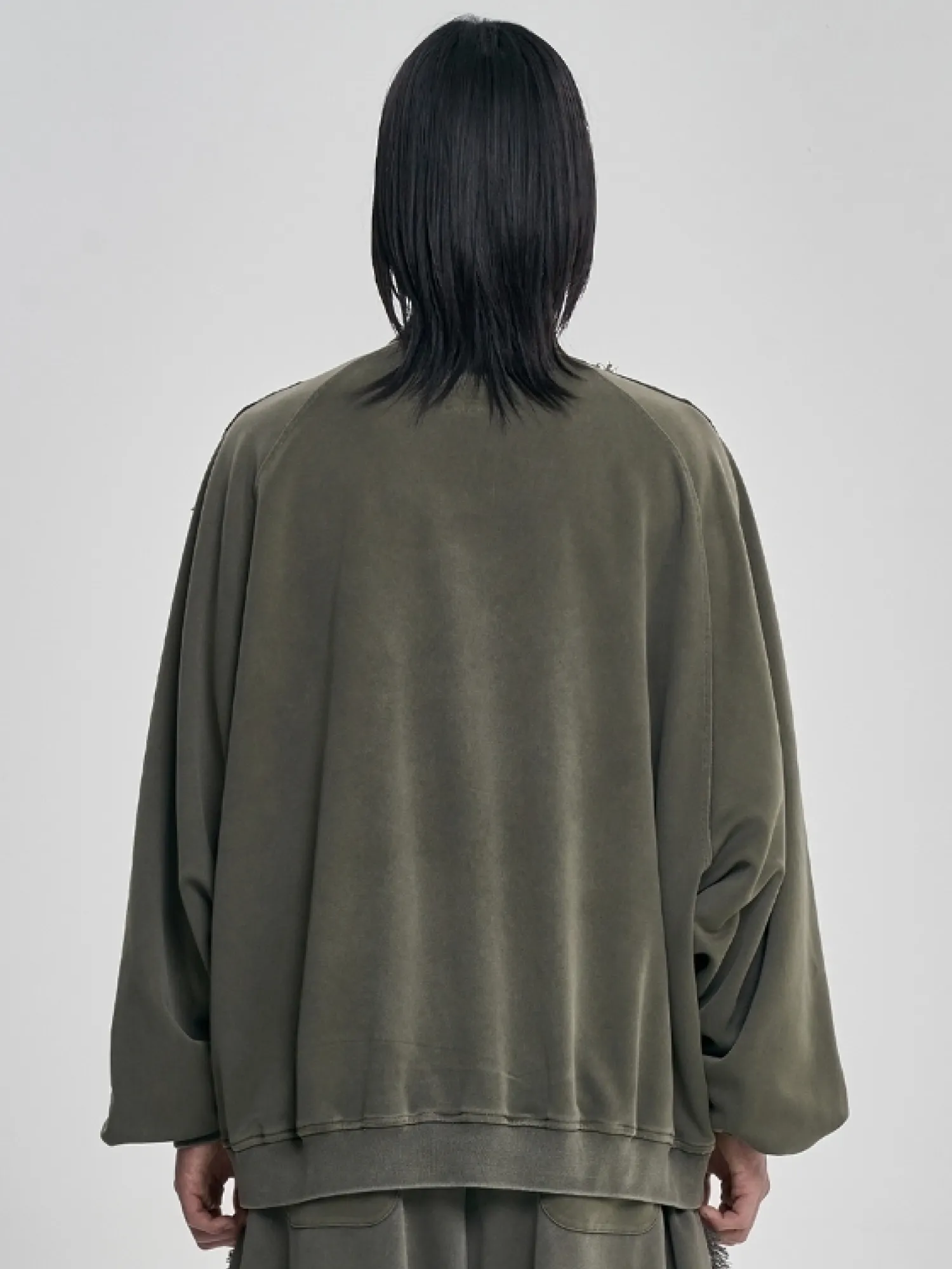 Толстовка AJOBYAJO Lace Trimming Raglan Track Khaki