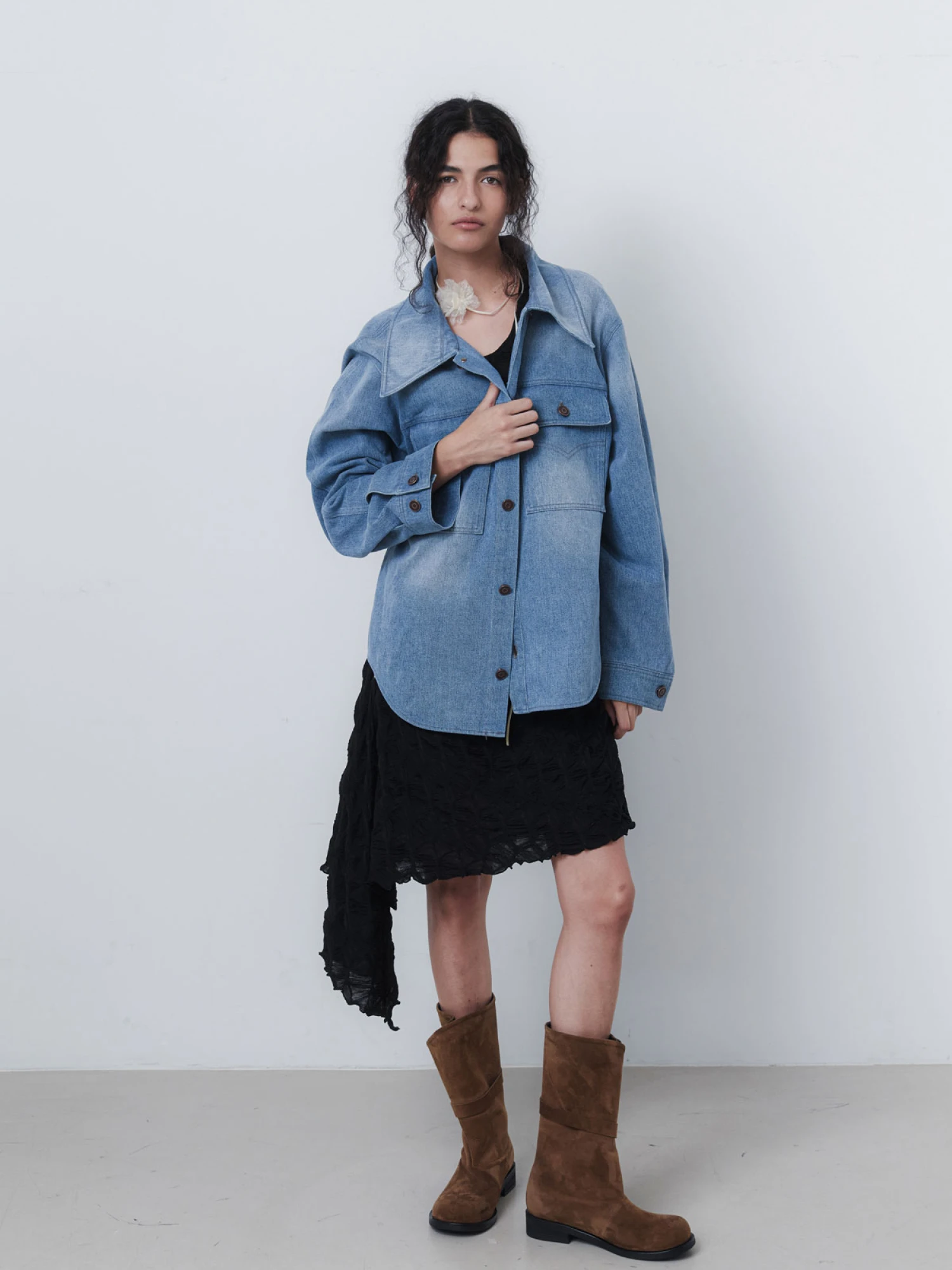 Женская рубашка EPINGLER Oversized Denim Washed Blue