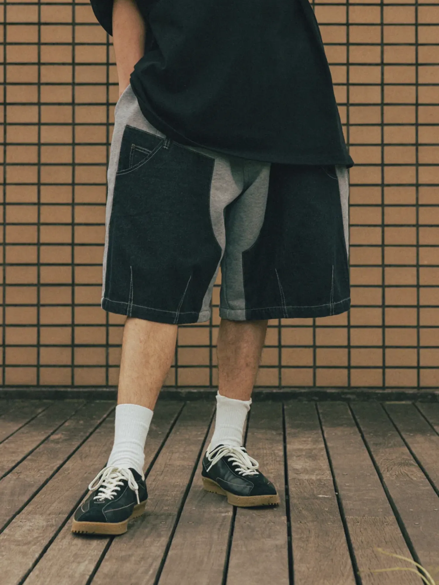 Шорты ANGLAN Denim Double Sweat Half Pants Black