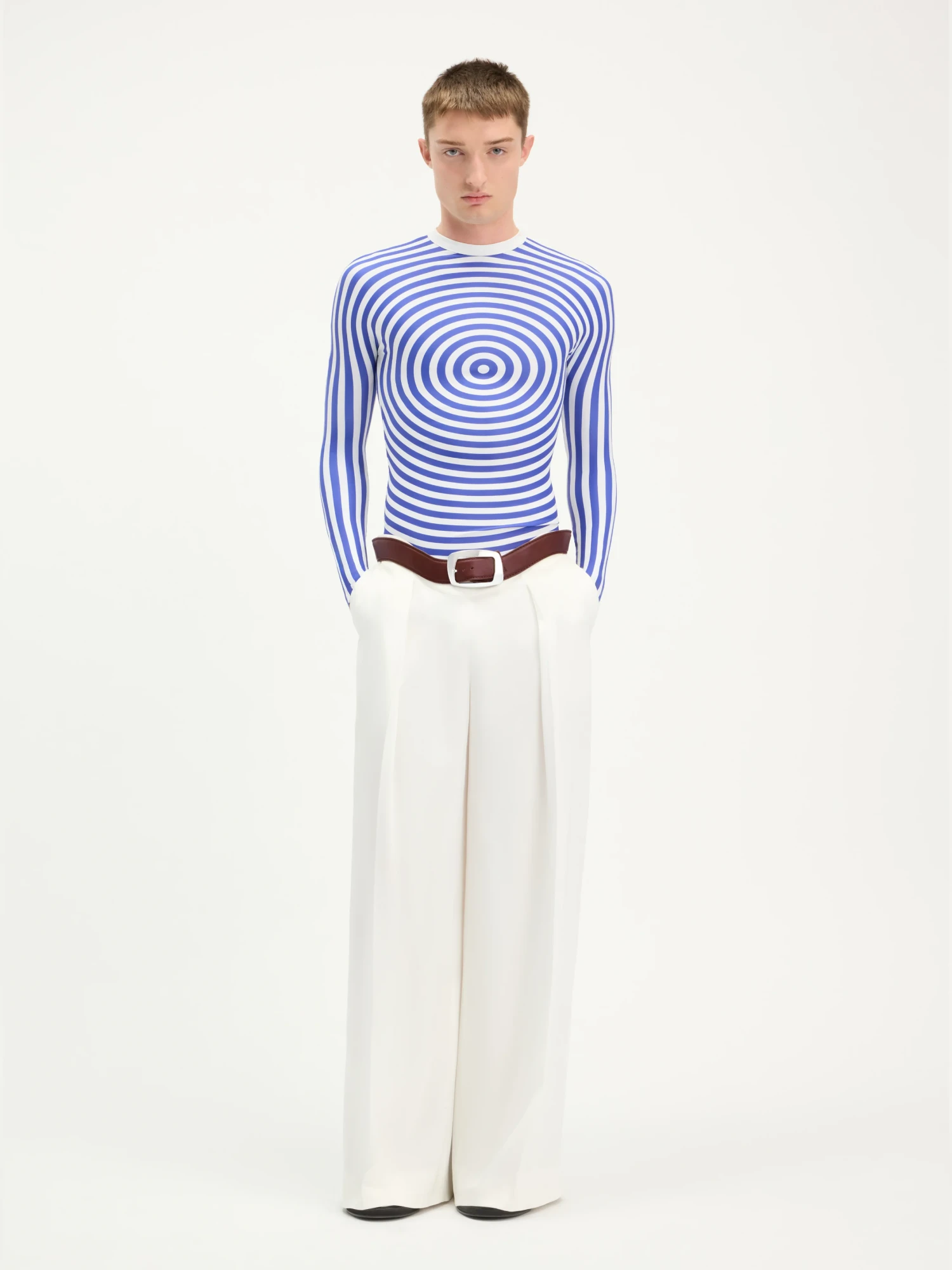 Брюки Jean Paul Gaultier The Curved Sut Pants White