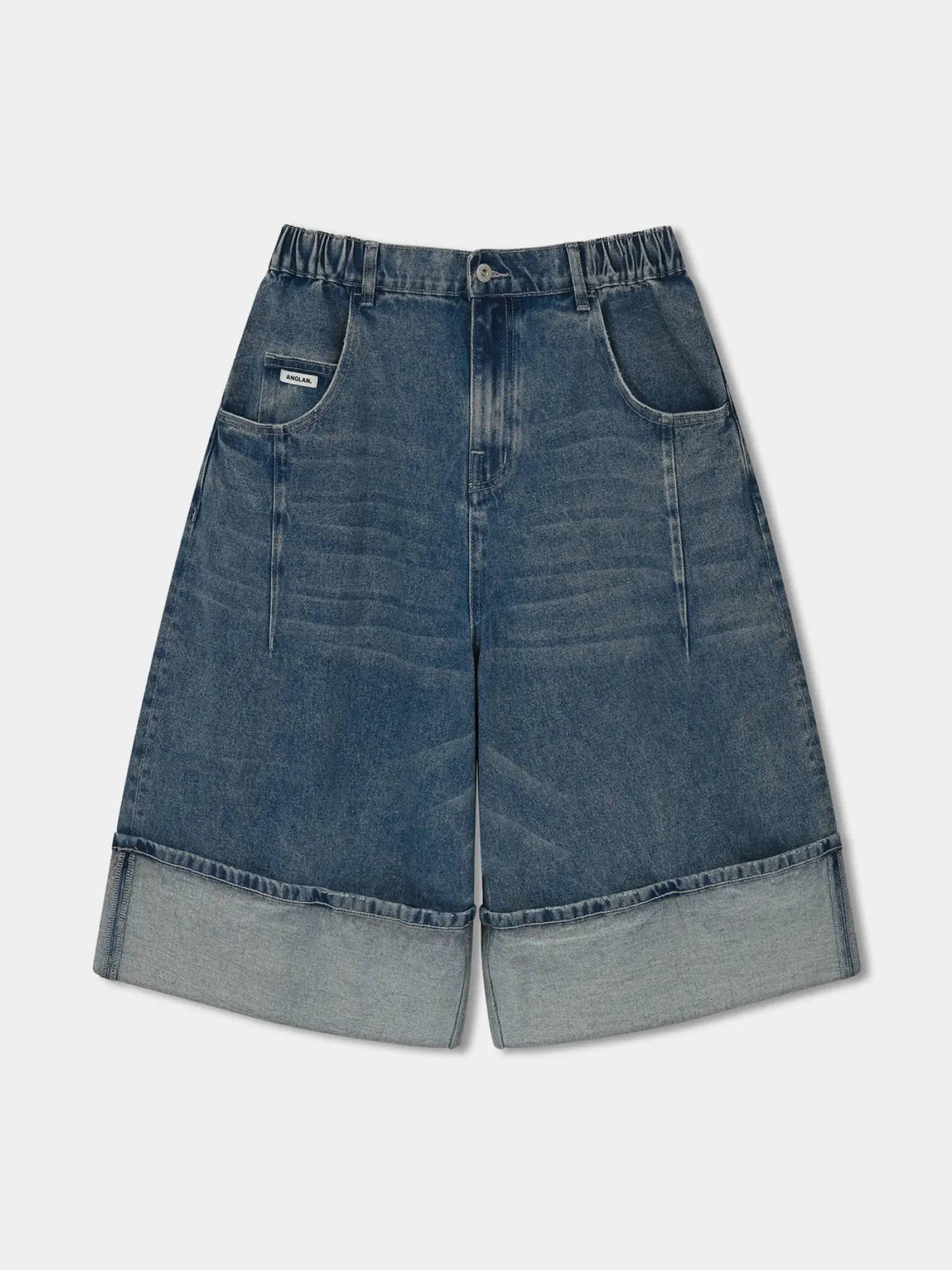 Шорты ANGLAN Turn-up Selvedge Denim Half Washed Blue