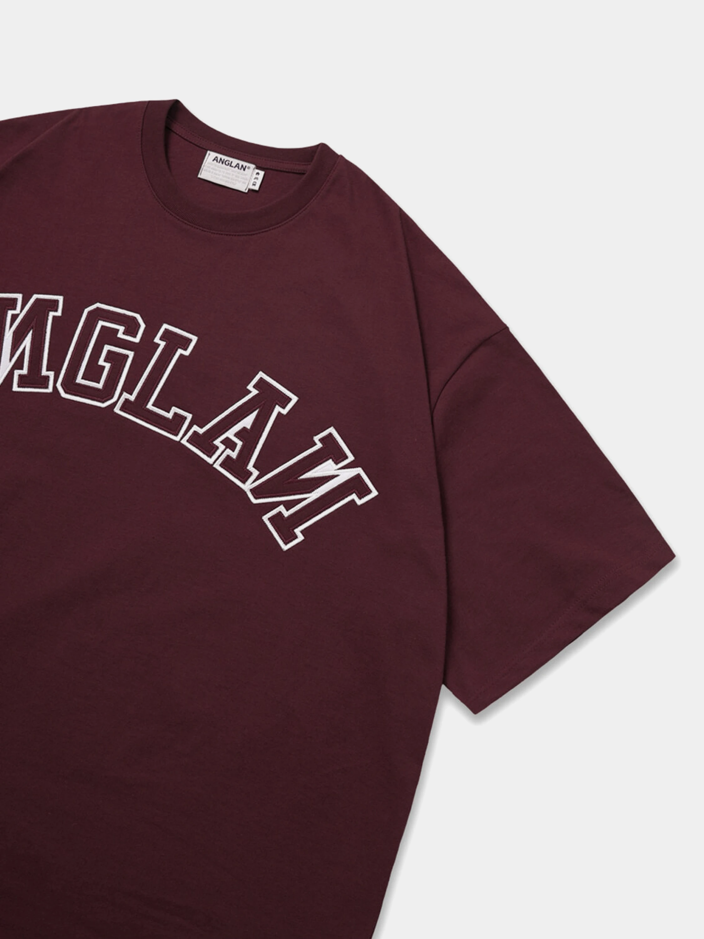 Футболка ANGLAN Applique Logo Half Tee Burgundy